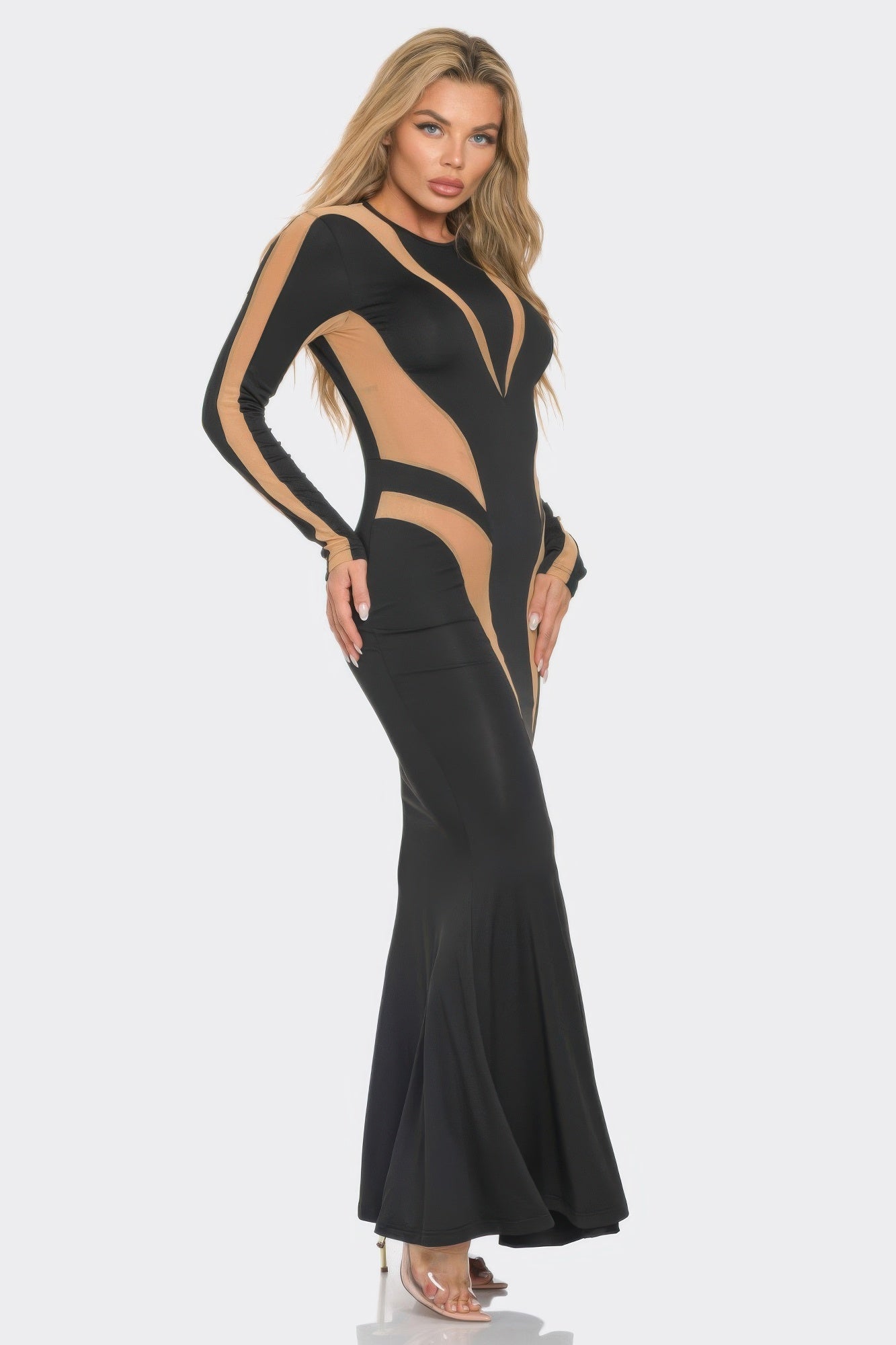 Mesh Cut Out Detail Maxi Dress - Flip Flop Dynasty