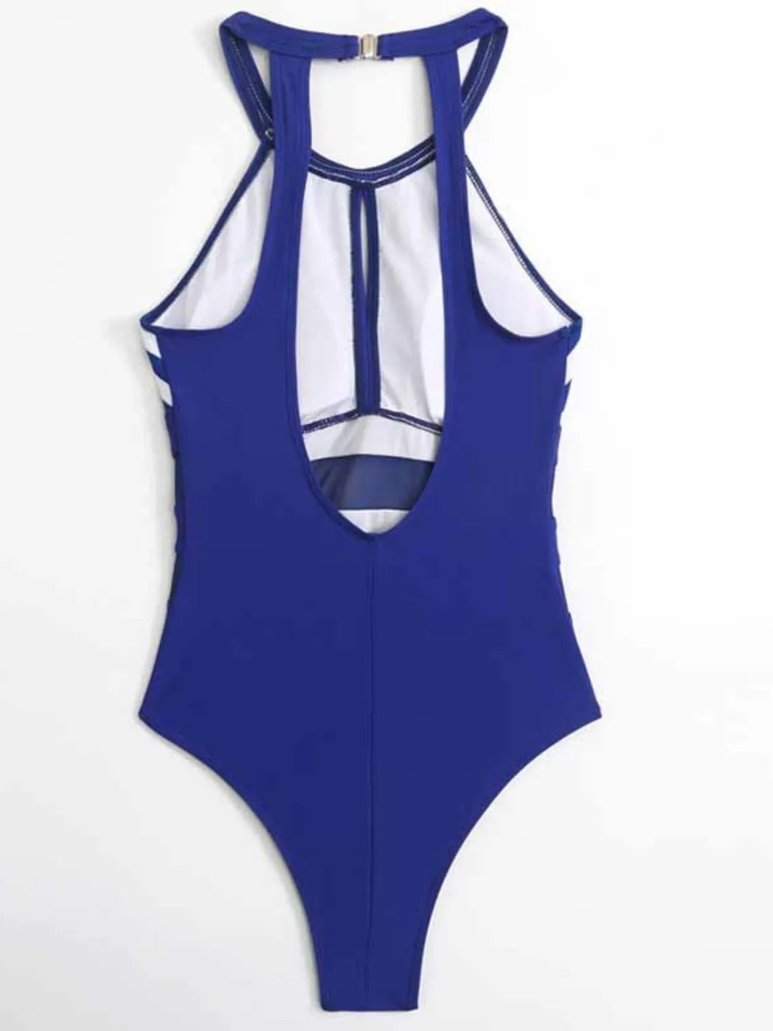 Mesh Detail Backless Striped One - Piece Swimsuit - Flip Flop Dynasty