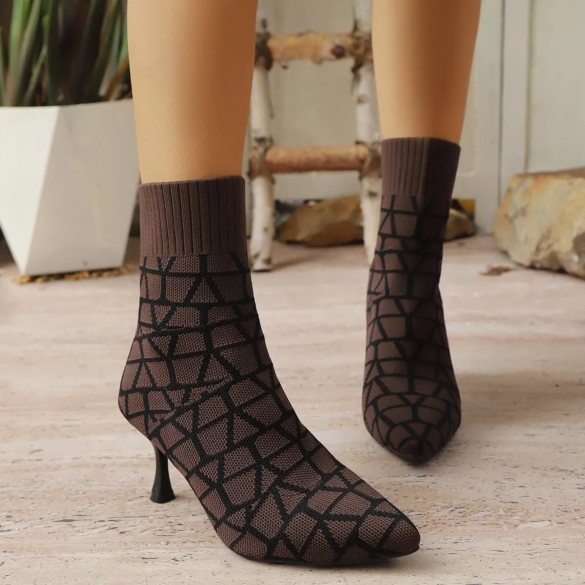 Mesh Point Toe Stiletto Boots - Flip Flop Dynasty