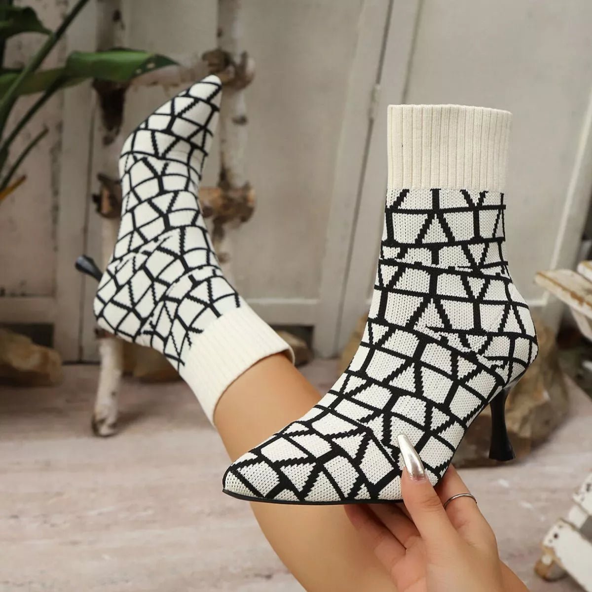 Mesh Point Toe Stiletto Boots - Flip Flop Dynasty