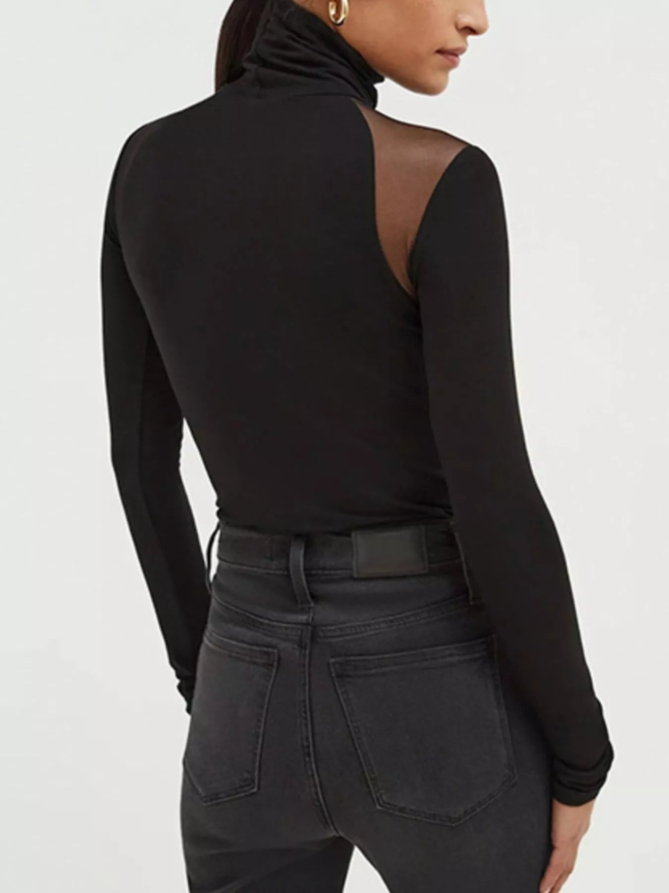 Mesh Shoulder Turtleneck Bodysuit - Flip Flop Dynasty
