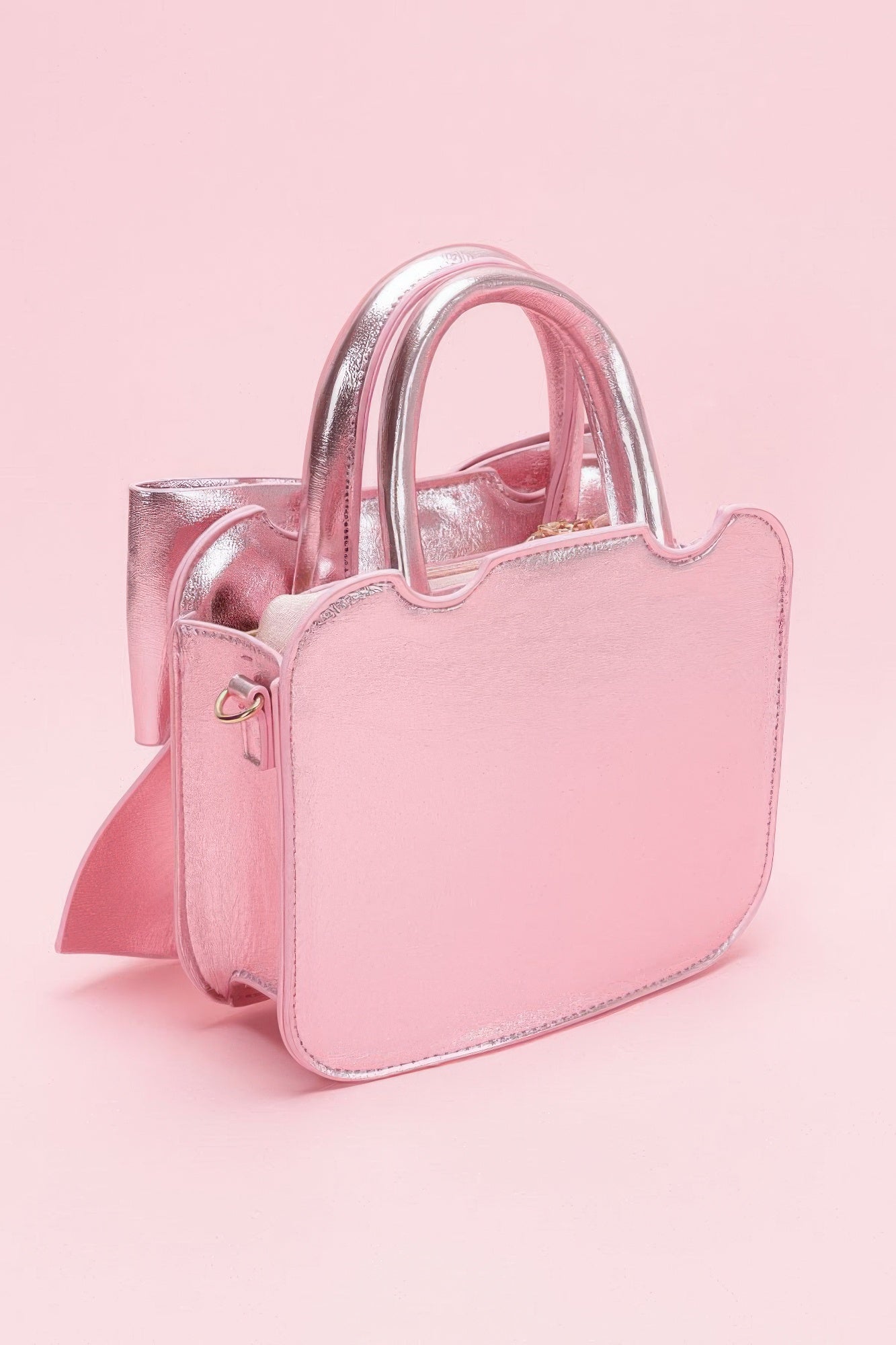 Metallic Bow Front Top Handle Clutch - Flip Flop Dynasty