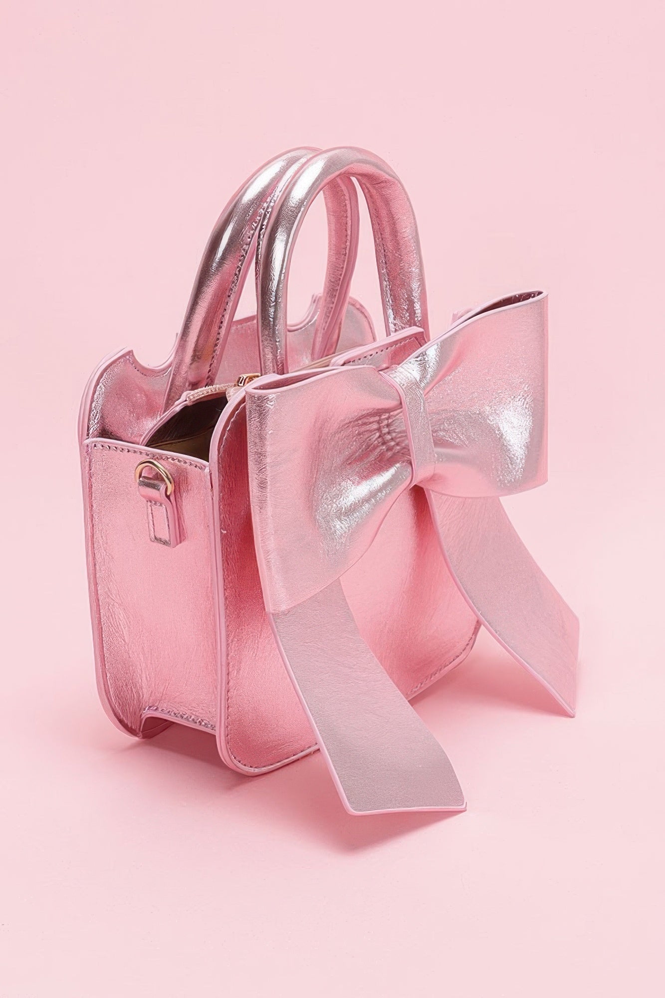 Metallic Bow Front Top Handle Clutch - Flip Flop Dynasty