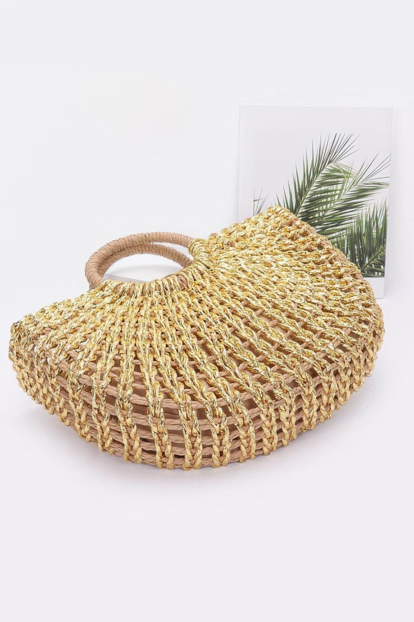 Metallic Faux Straw Tote Bag W Pouch - Flip Flop Dynasty