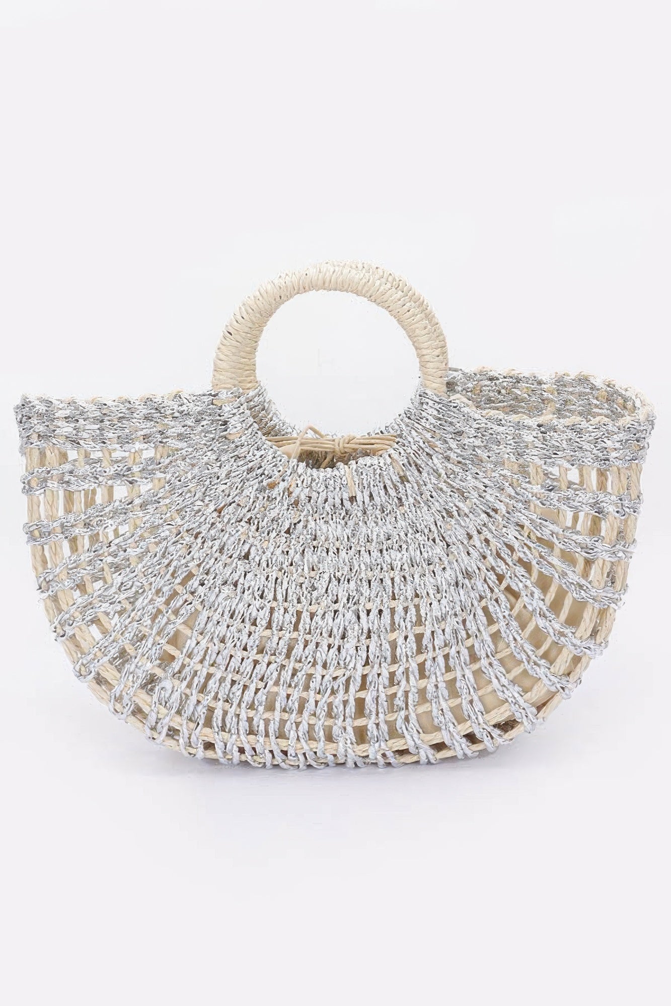 Metallic Faux Straw Tote Bag W Pouch - Flip Flop Dynasty