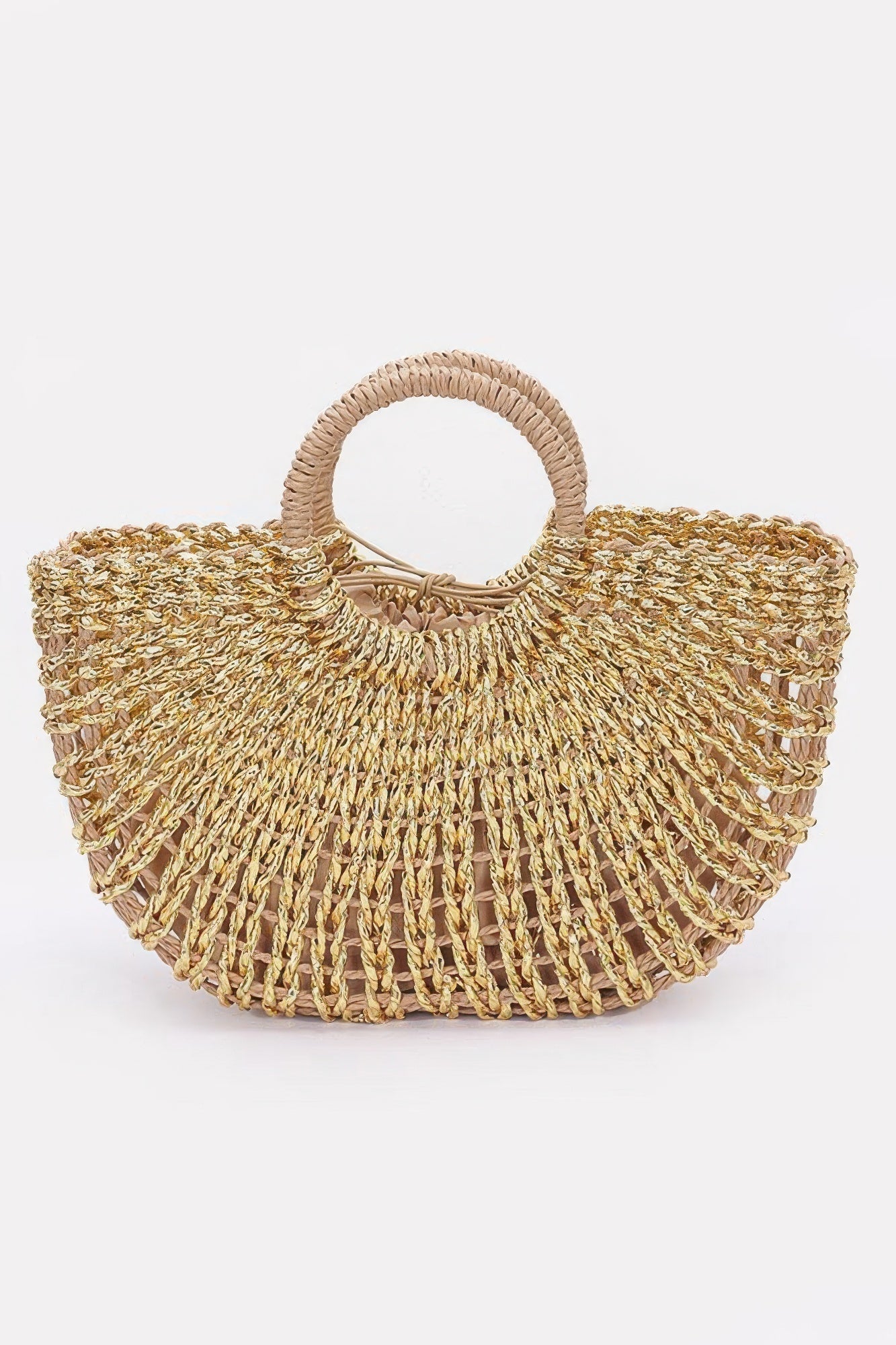 Metallic Faux Straw Tote Bag W Pouch - Flip Flop Dynasty