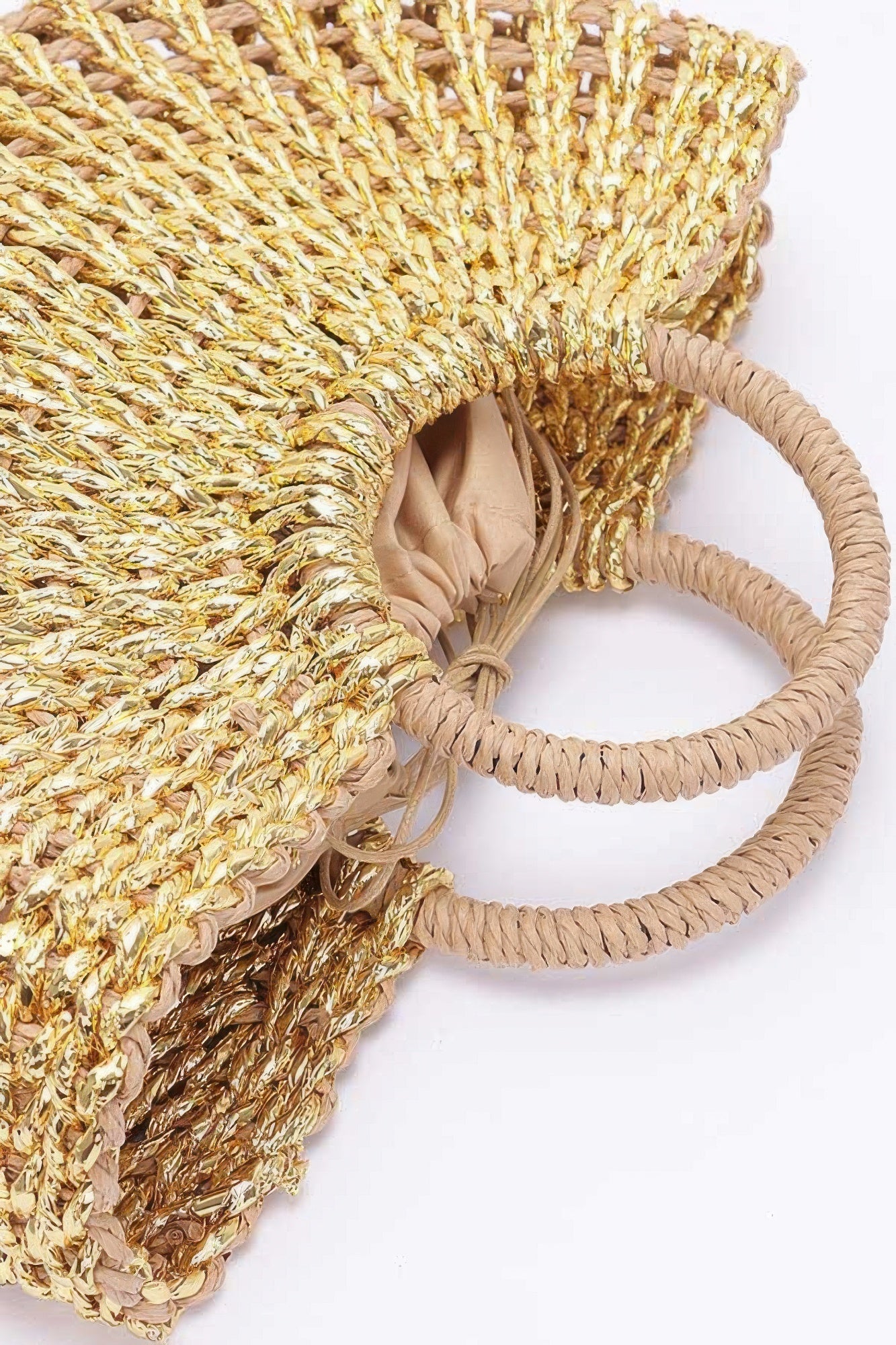 Metallic Faux Straw Tote Bag W Pouch - Flip Flop Dynasty