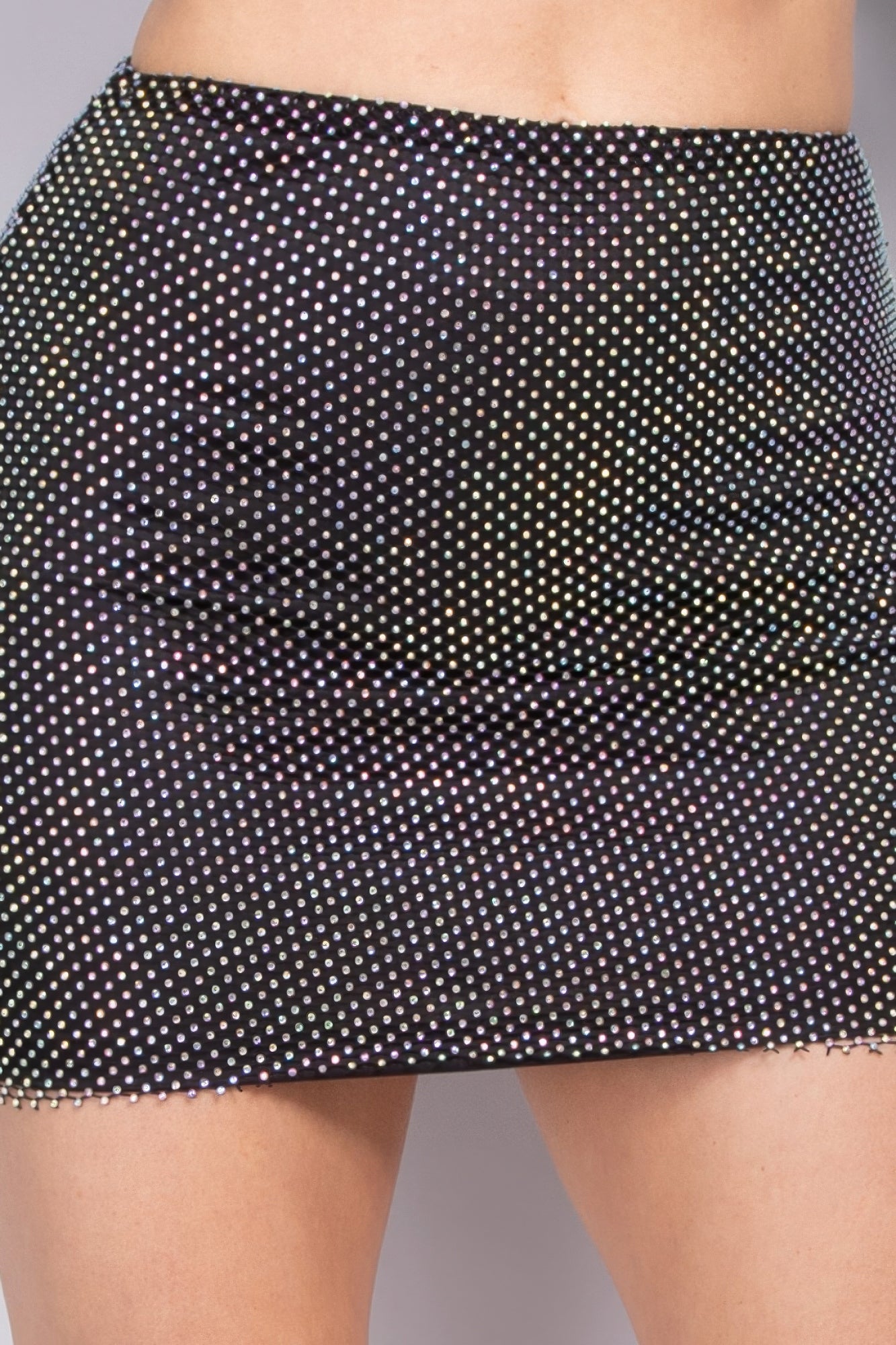 Mid - rise Rhinestone Fishnet Mini Skirt - Flip Flop Dynasty