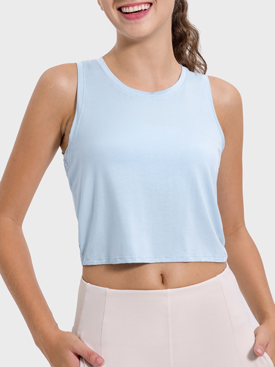 Millennia Drawstring Cutout Round Neck Active Tank - Flip Flop Dynasty