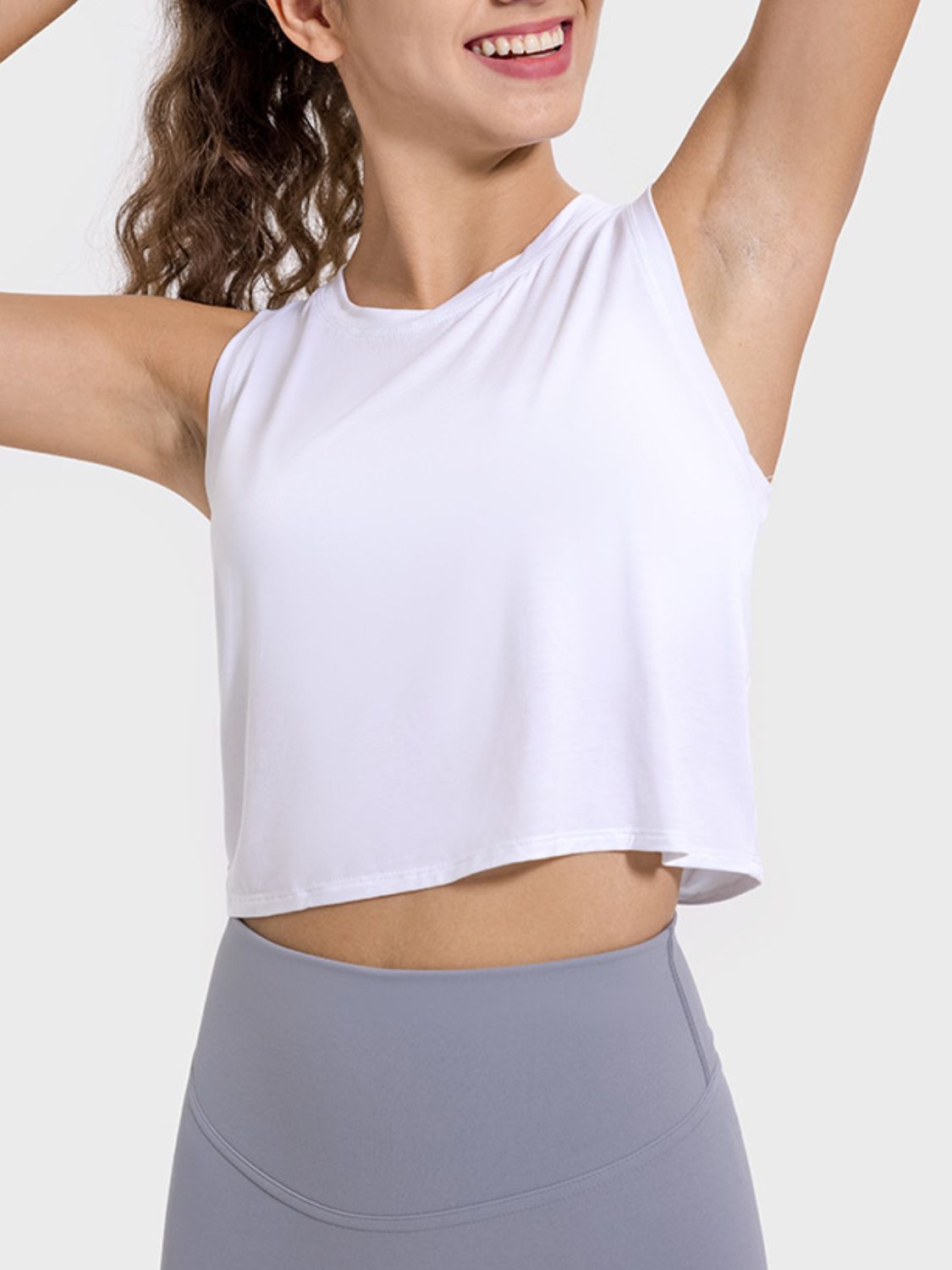 Millennia Drawstring Cutout Round Neck Active Tank - Flip Flop Dynasty