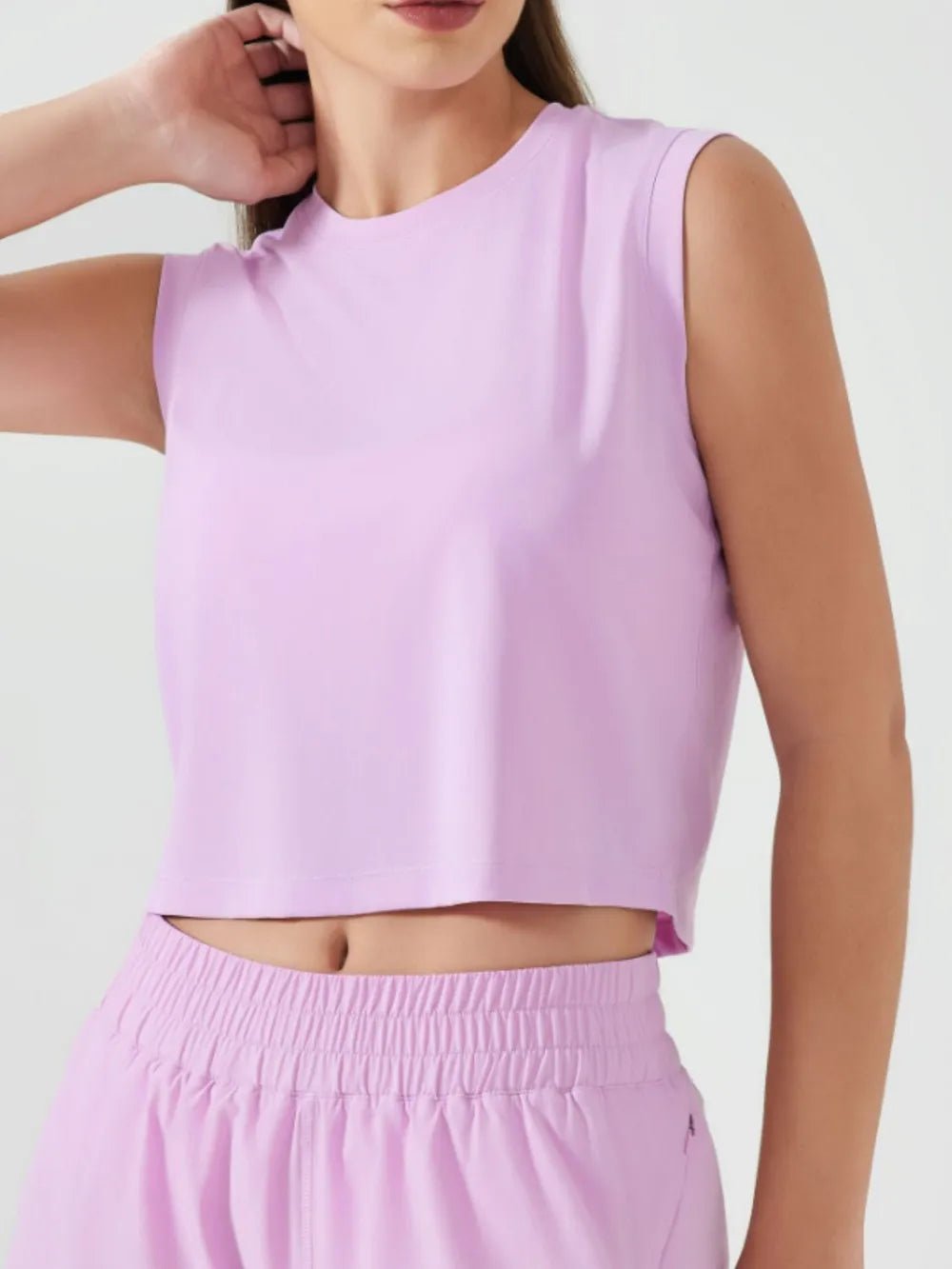 Millennia Round Neck Cropped Active Tank - Flip Flop Dynasty