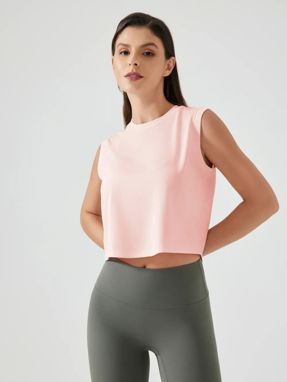Millennia Round Neck Cropped Active Tank - Flip Flop Dynasty