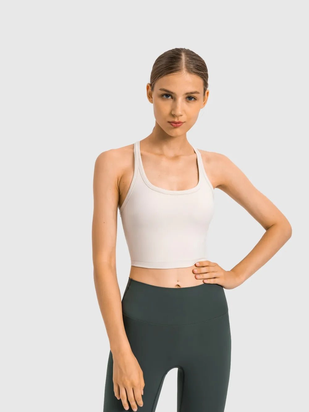 Millennia Scoop Neck Active Tank with Detachable Chest Pads - Flip Flop Dynasty