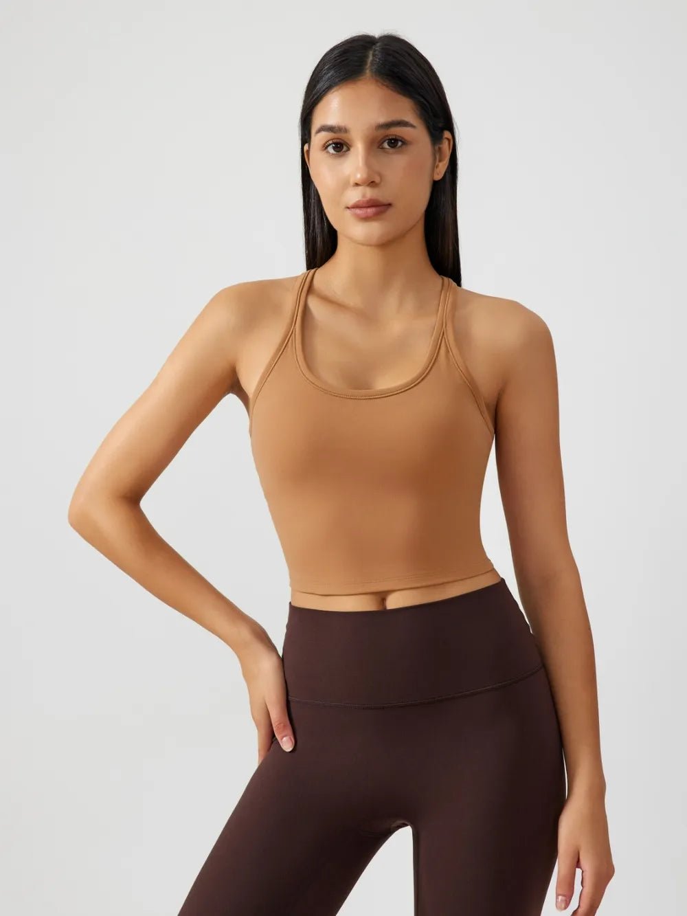 Millennia Scoop Neck Active Tank with Detachable Chest Pads - Flip Flop Dynasty