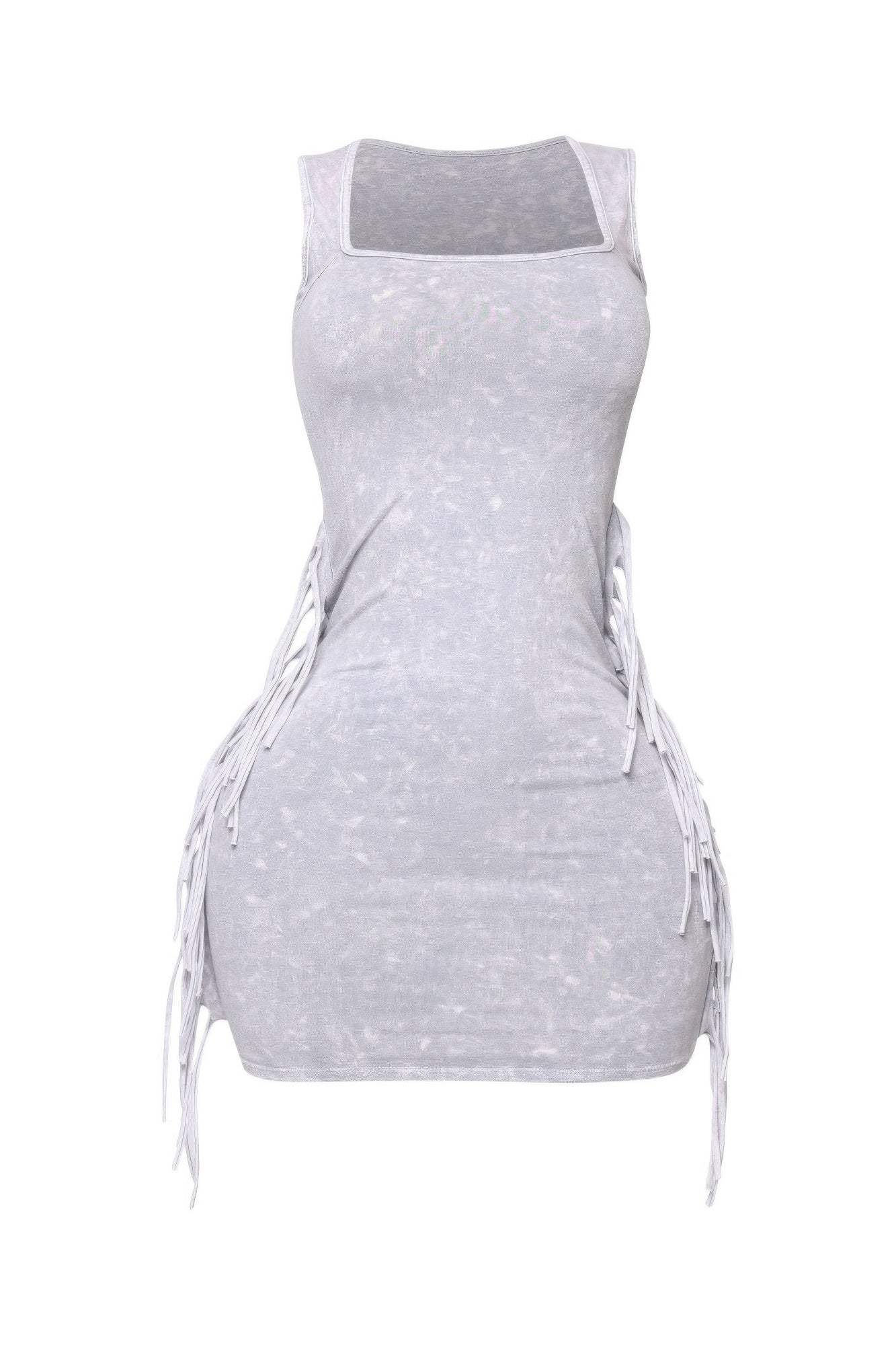 Mineral Washed Side Fringe Mini Dress - Flip Flop Dynasty