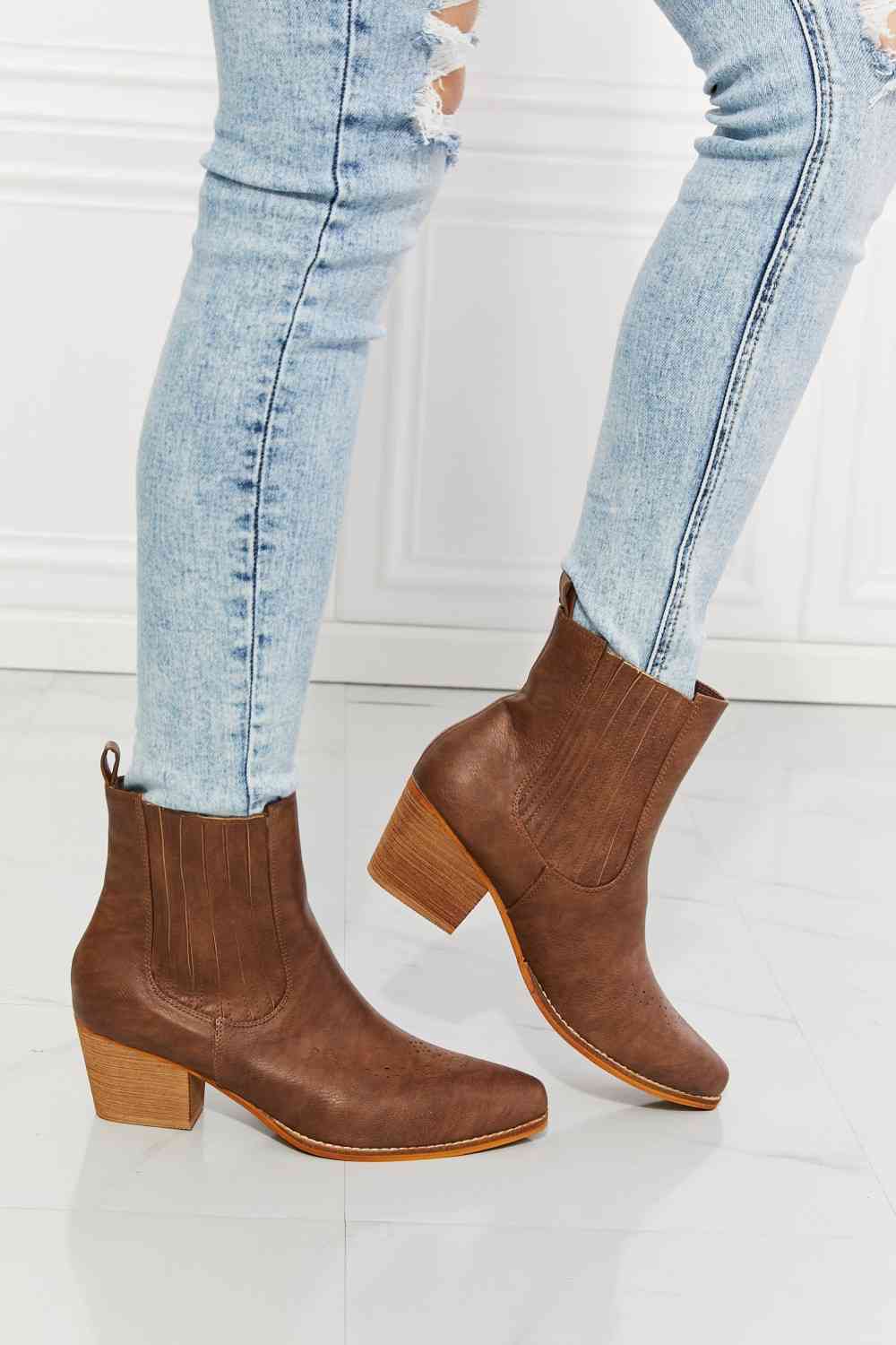 MMShoes Love the Journey Stacked Heel Chelsea Boot in Chestnut - Flip Flop Dynasty