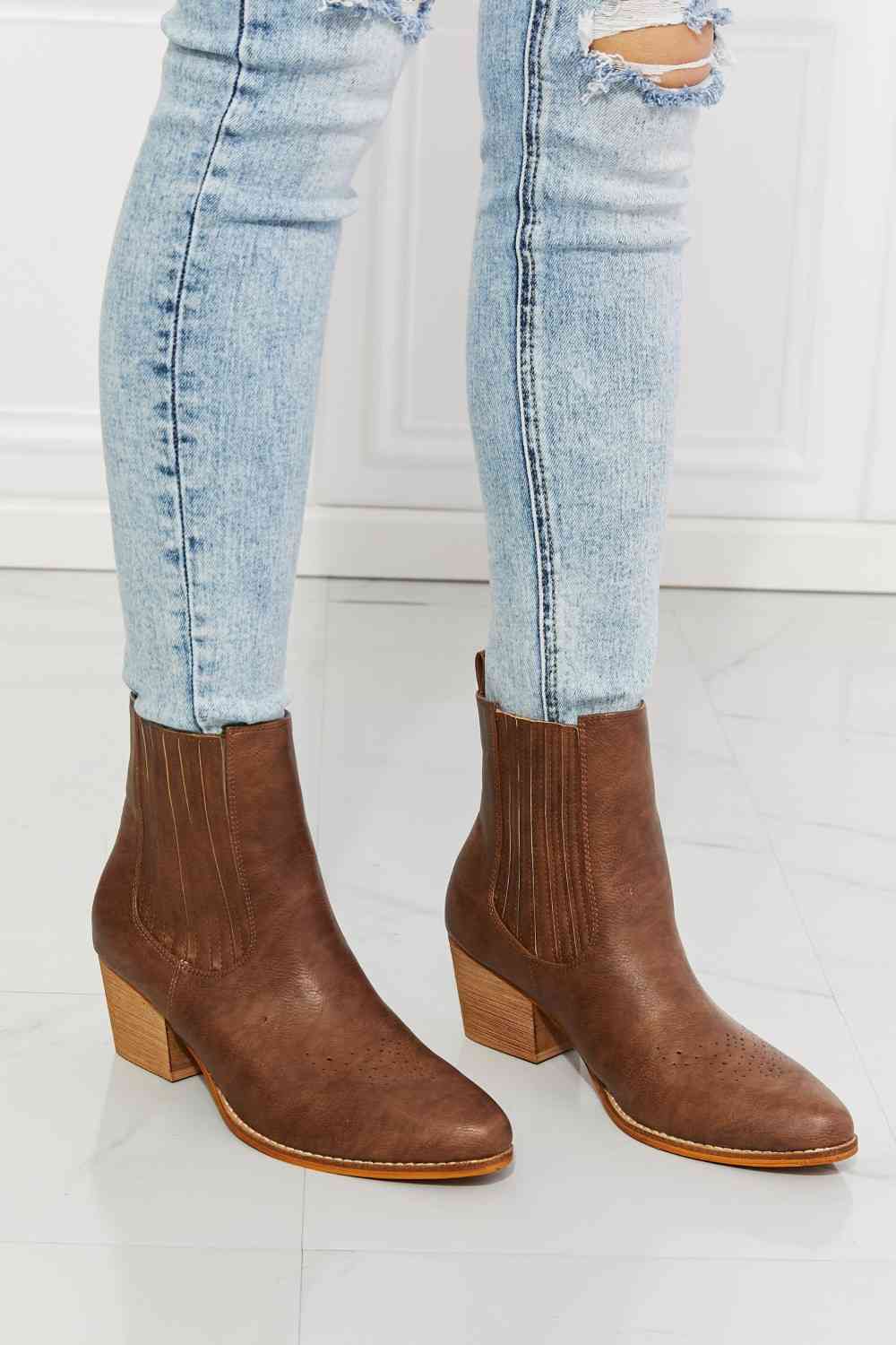 MMShoes Love the Journey Stacked Heel Chelsea Boot in Chestnut - Flip Flop Dynasty