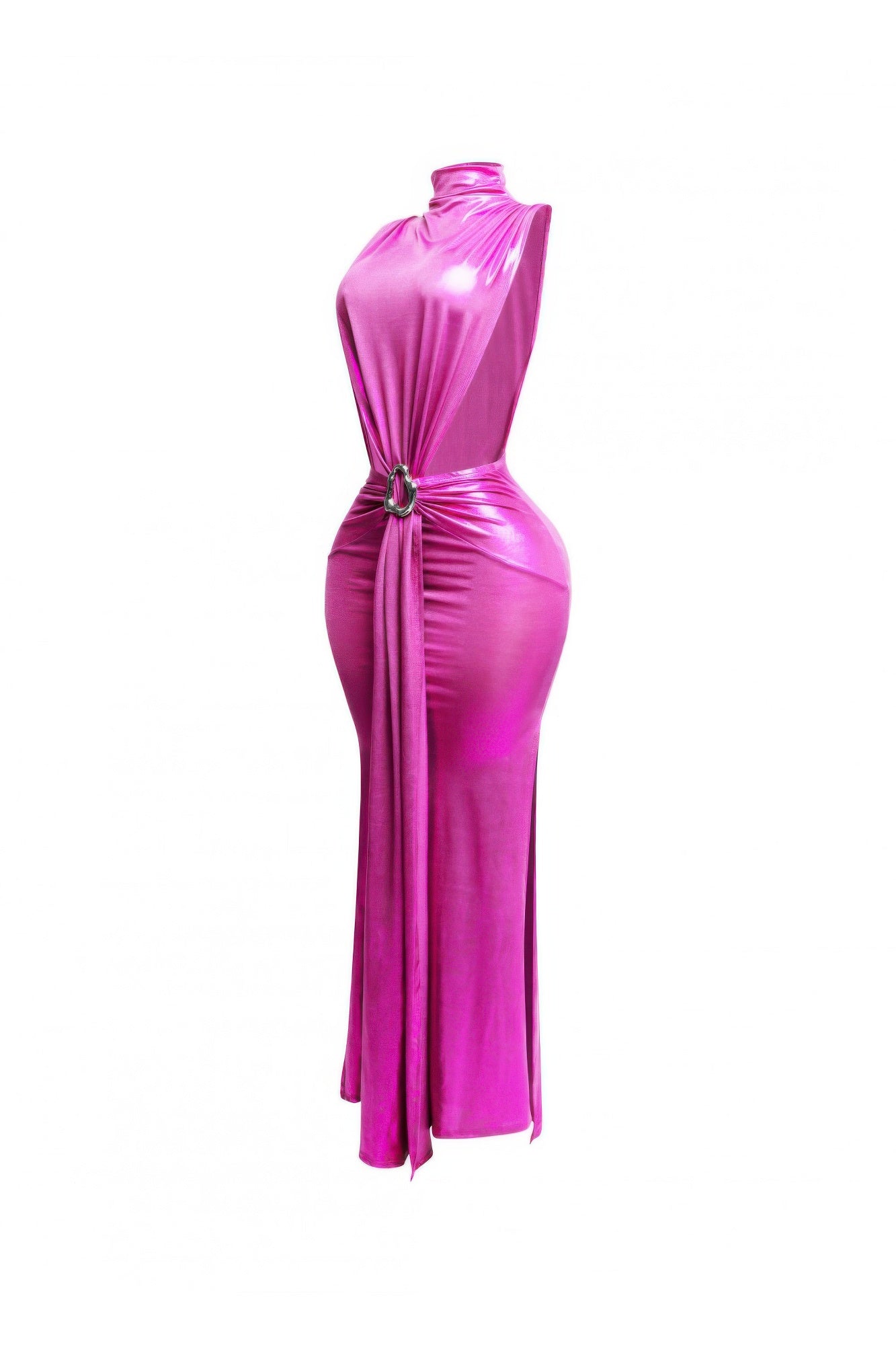 Mock Neck And Tied Waist Dress - Flip Flop Dynasty