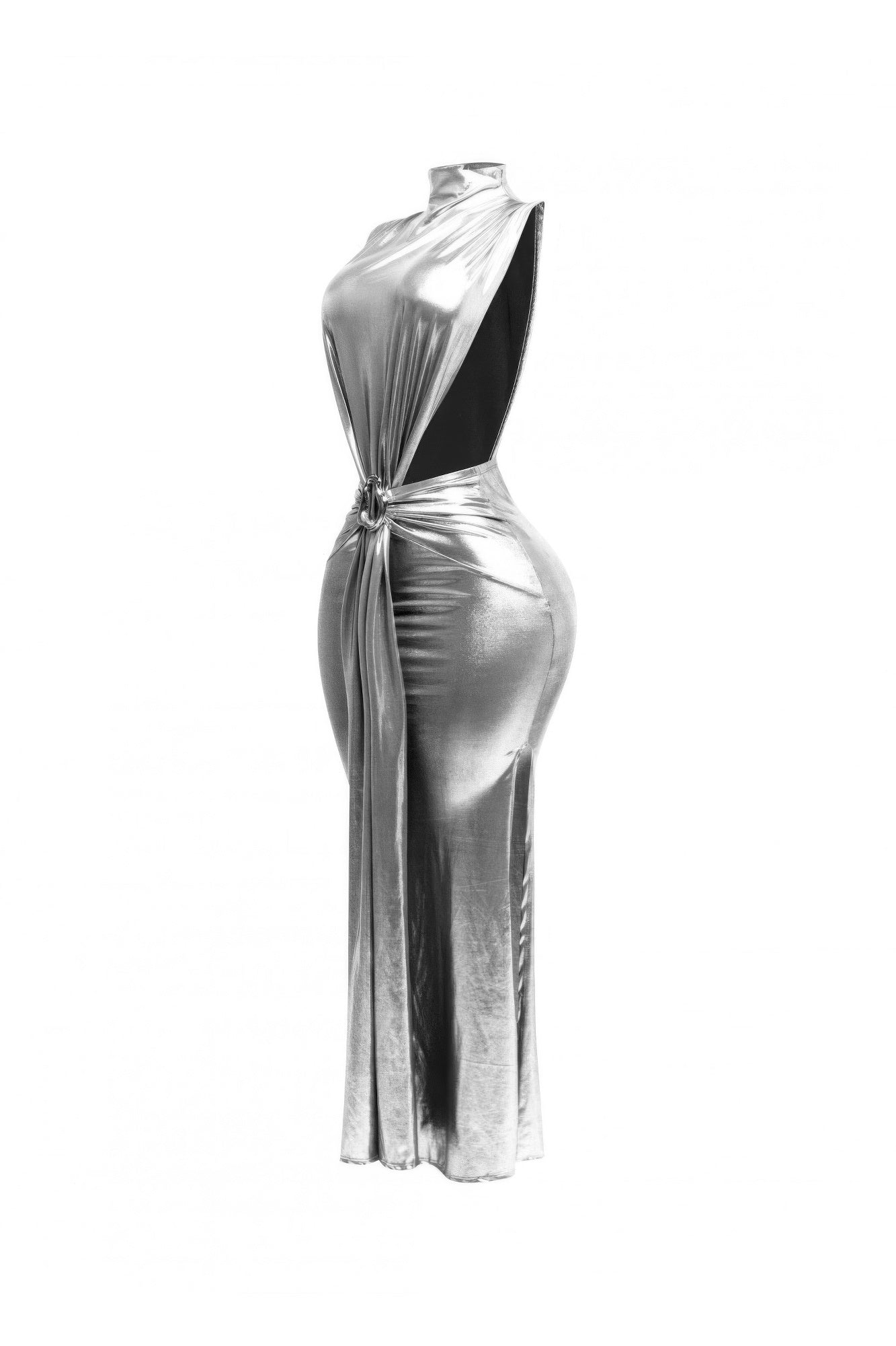 Mock Neck And Tied Waist Dress - Flip Flop Dynasty