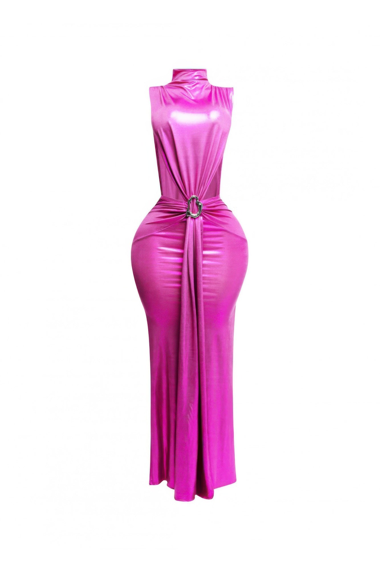 Mock Neck And Tied Waist Dress - Flip Flop Dynasty