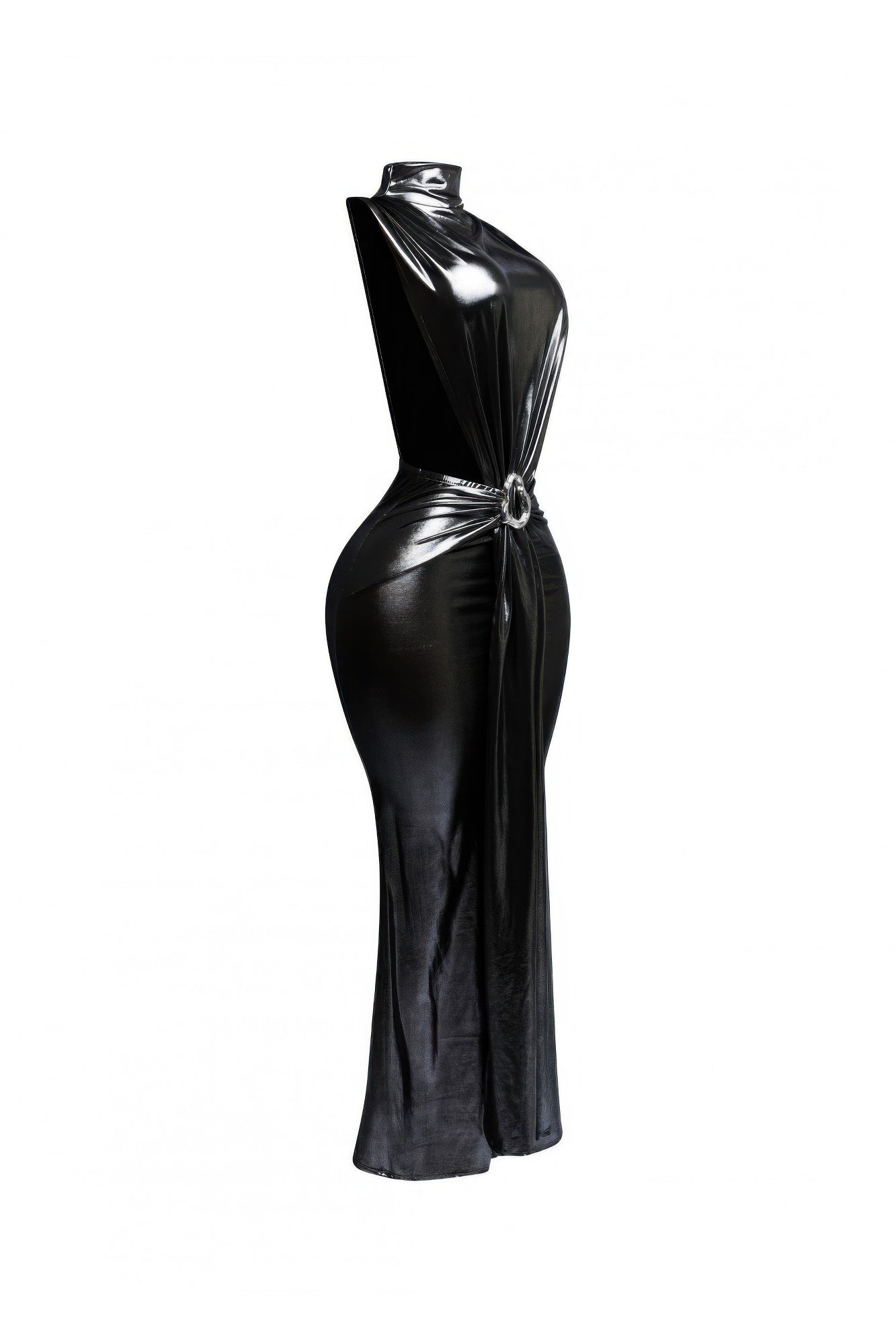Mock Neck And Tied Waist Dress - Flip Flop Dynasty