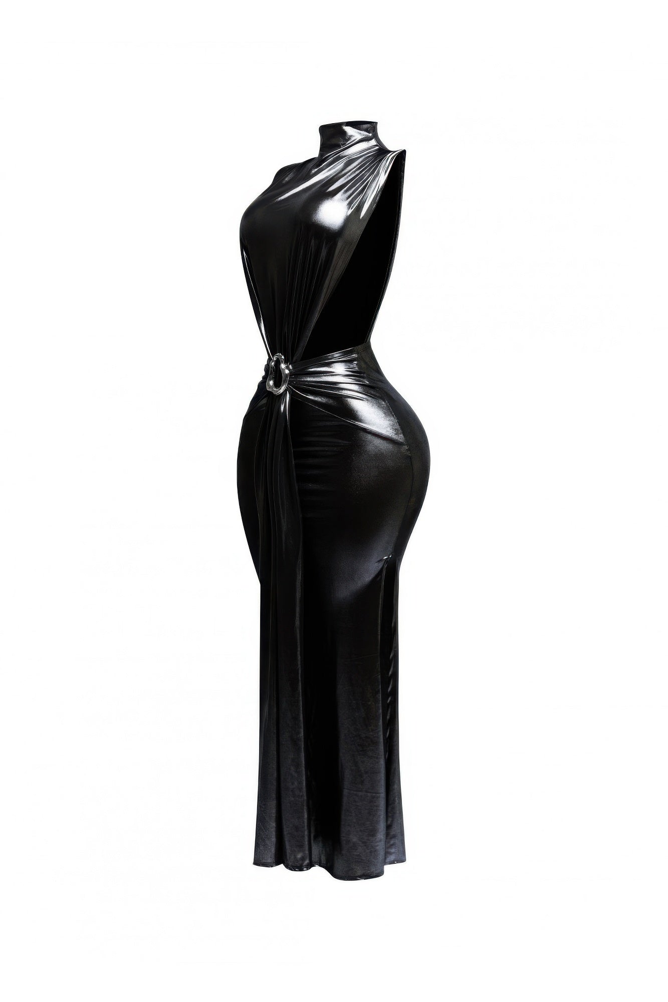 Mock Neck And Tied Waist Dress - Flip Flop Dynasty