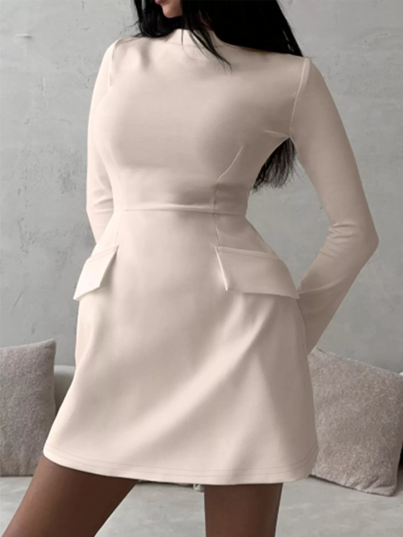 Mock Neck Long Sleeve Bodycon Dress - Flip Flop Dynasty