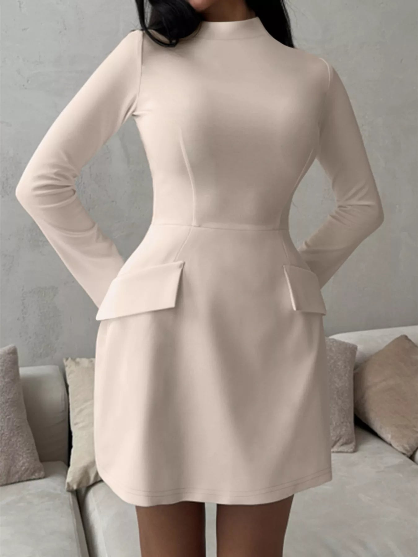 Mock Neck Long Sleeve Bodycon Dress - Flip Flop Dynasty