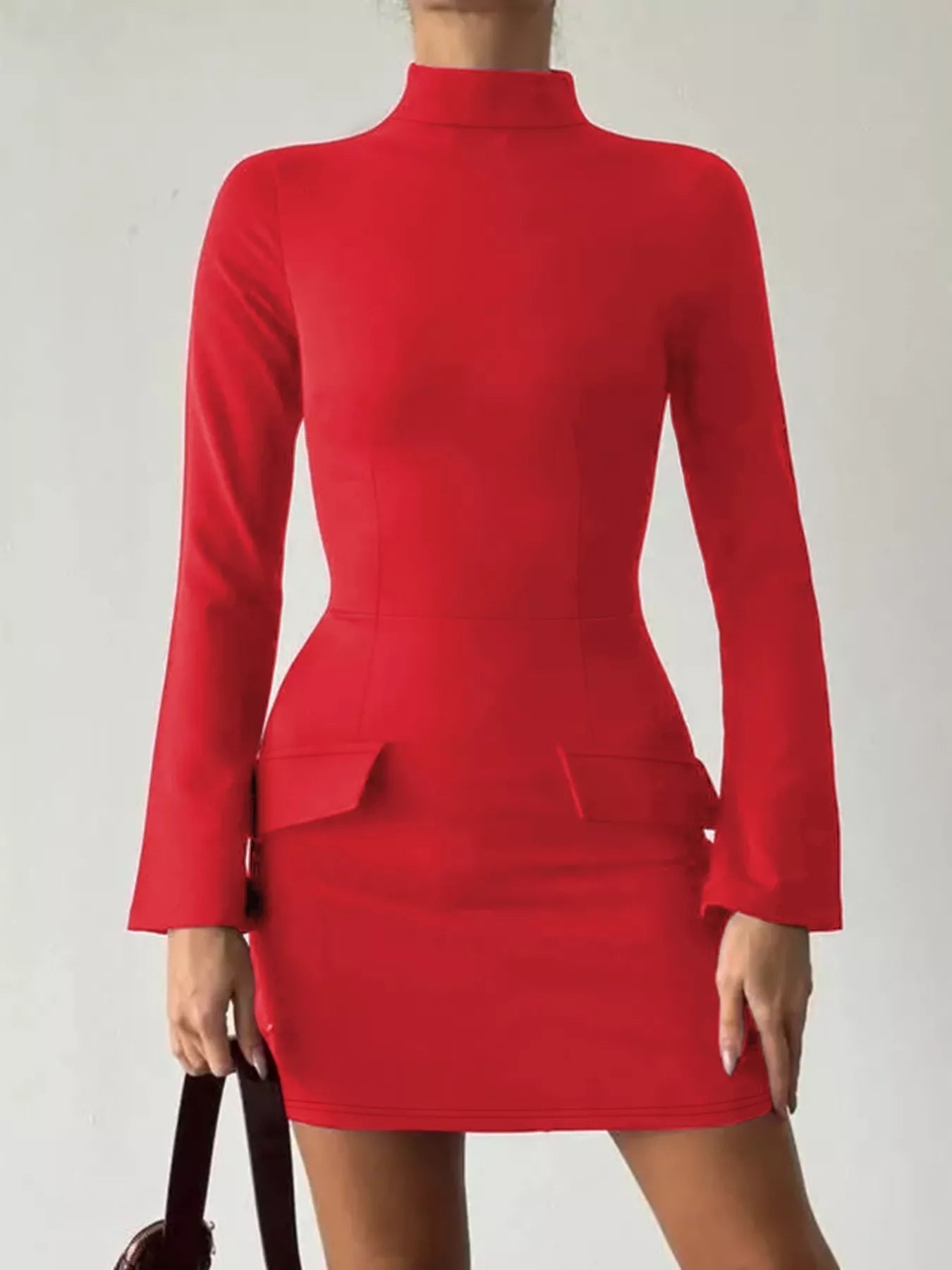 Mock Neck Long Sleeve Bodycon Dress - Flip Flop Dynasty