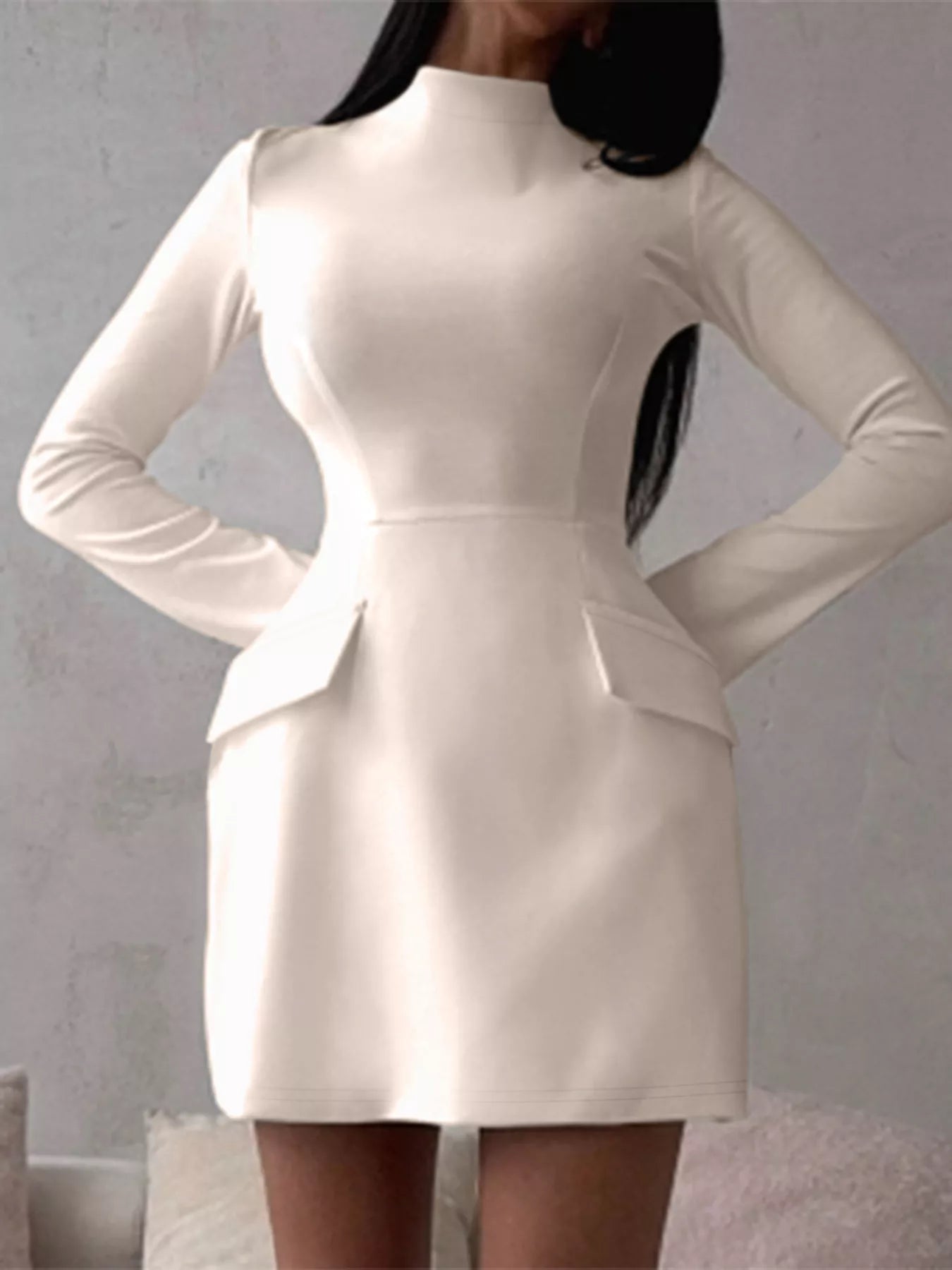 Mock Neck Long Sleeve Bodycon Dress - Flip Flop Dynasty
