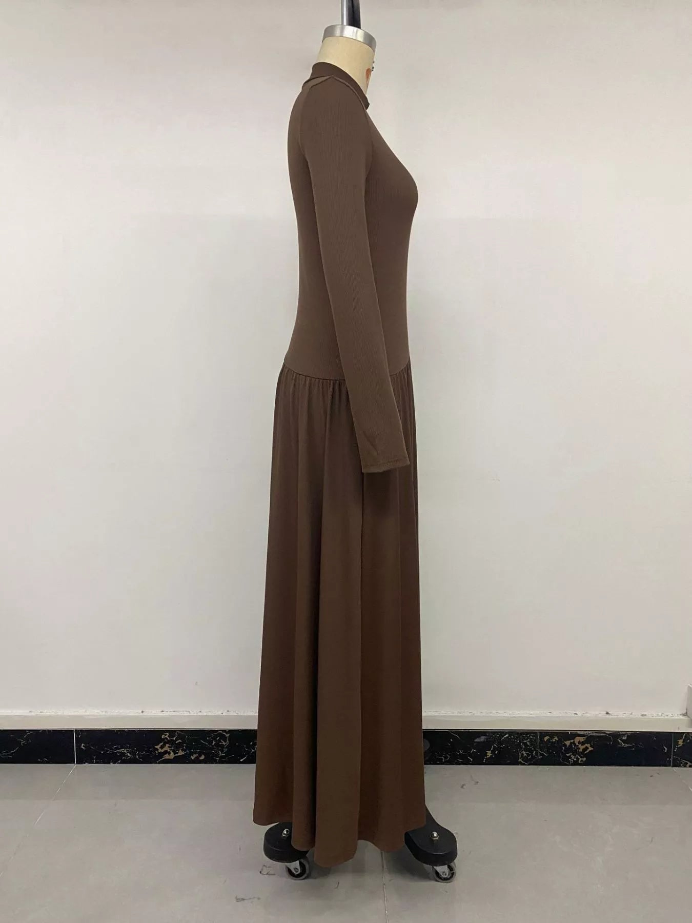 Mock Neck Long Sleeve Midi Dress - Flip Flop Dynasty
