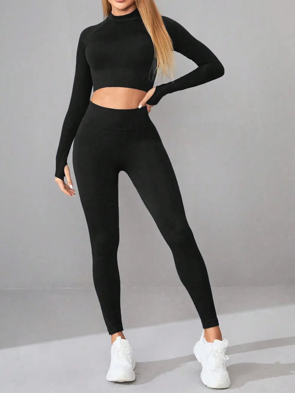 Mock Neck Long Sleeve Top and Leggings Active Set - Flip Flop Dynasty