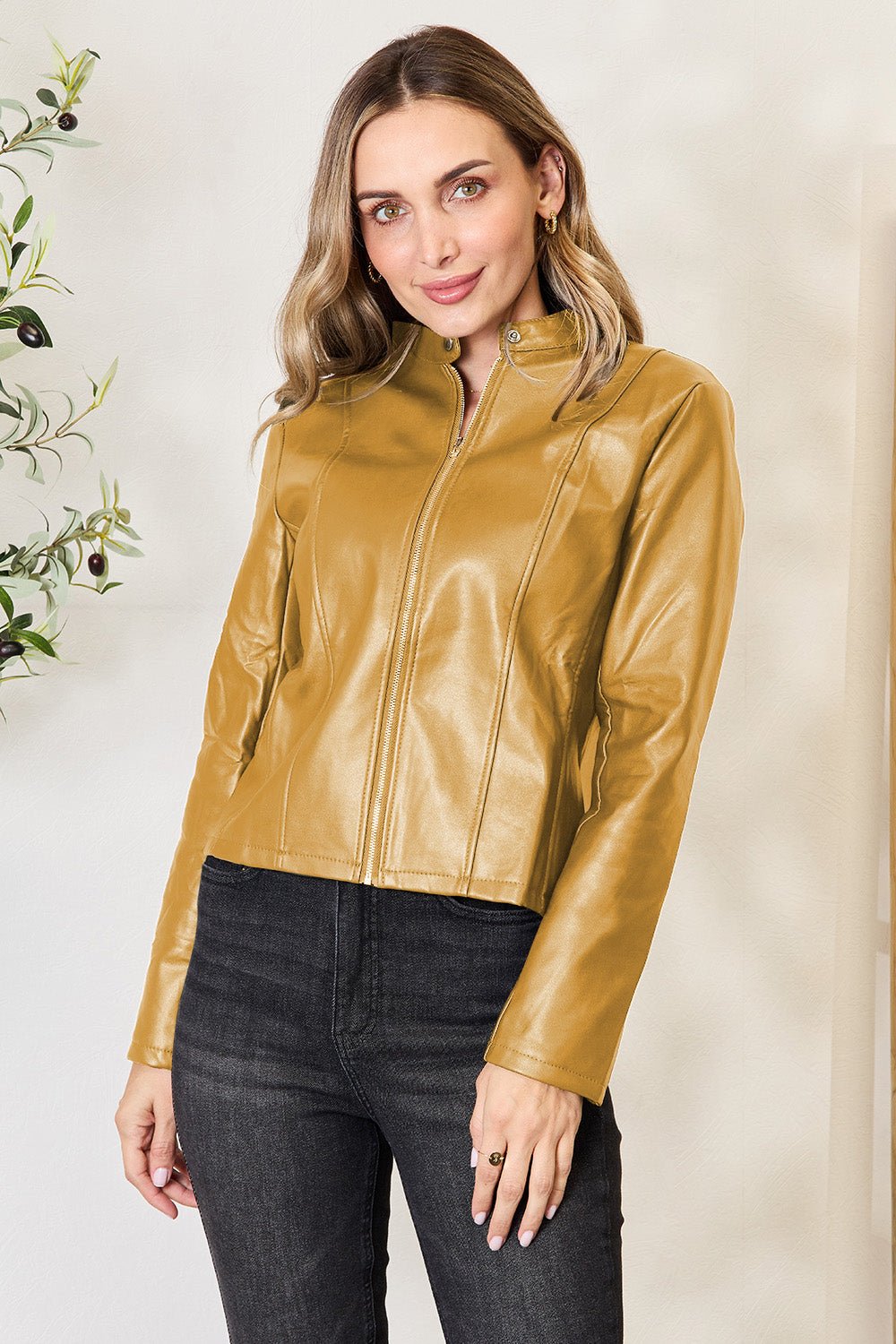Mock Neck Zip Up Jacket - Flip Flop Dynasty