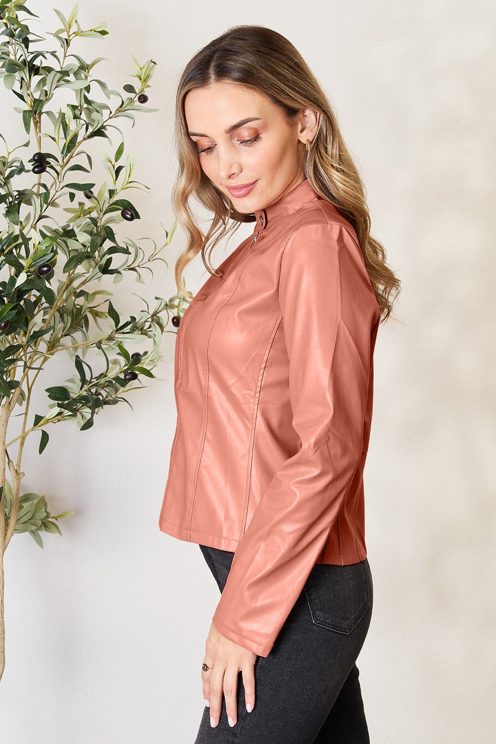 Mock Neck Zip Up Jacket - Flip Flop Dynasty