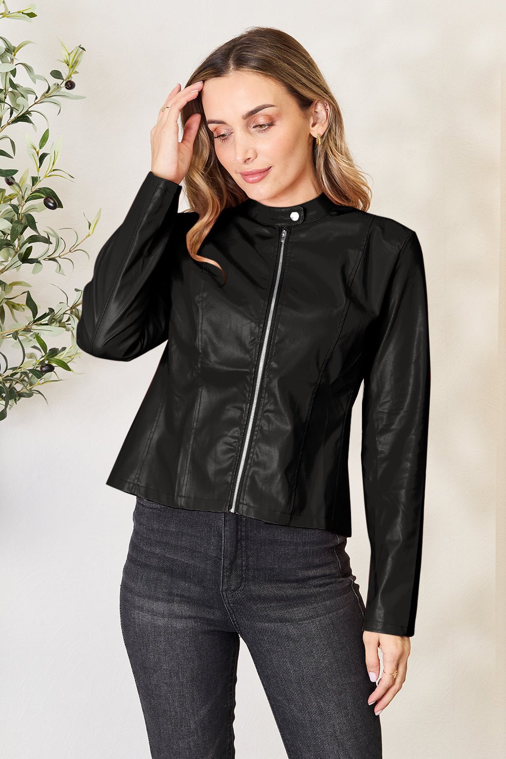 Mock Neck Zip Up Jacket - Flip Flop Dynasty