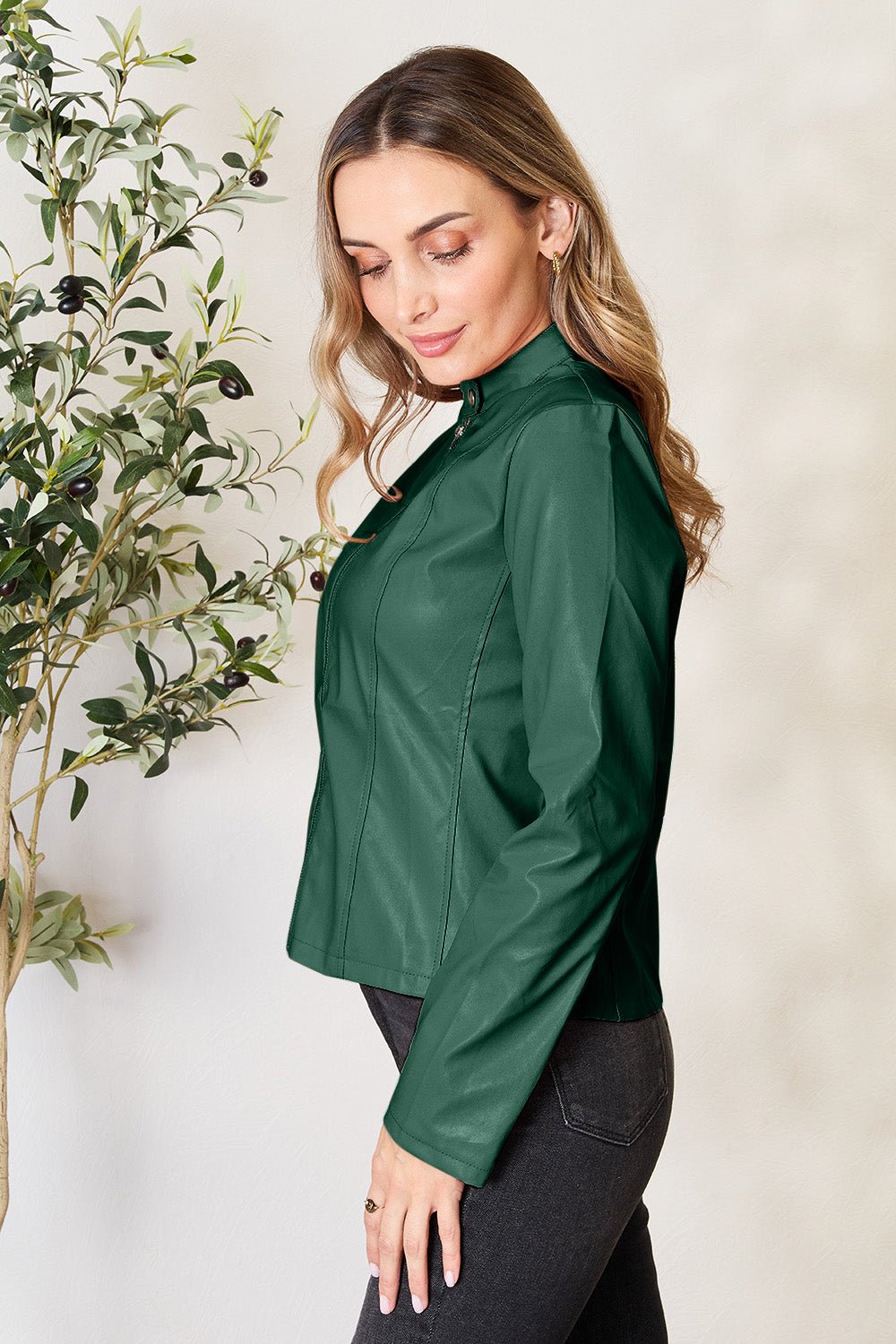 Mock Neck Zip Up Jacket - Flip Flop Dynasty