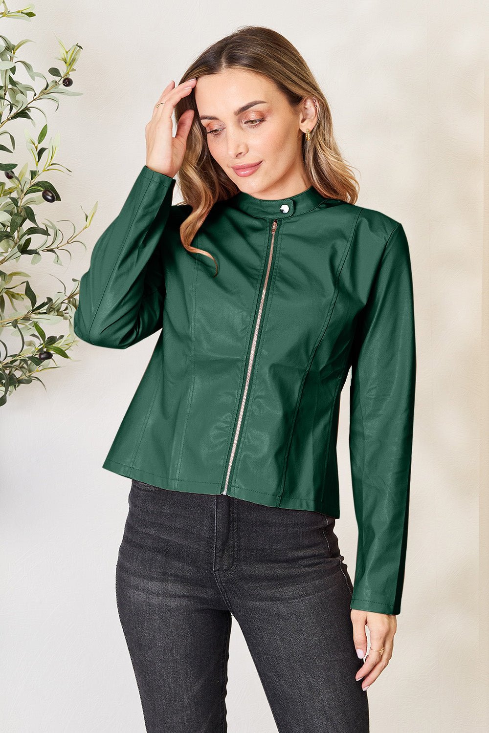 Mock Neck Zip Up Jacket - Flip Flop Dynasty