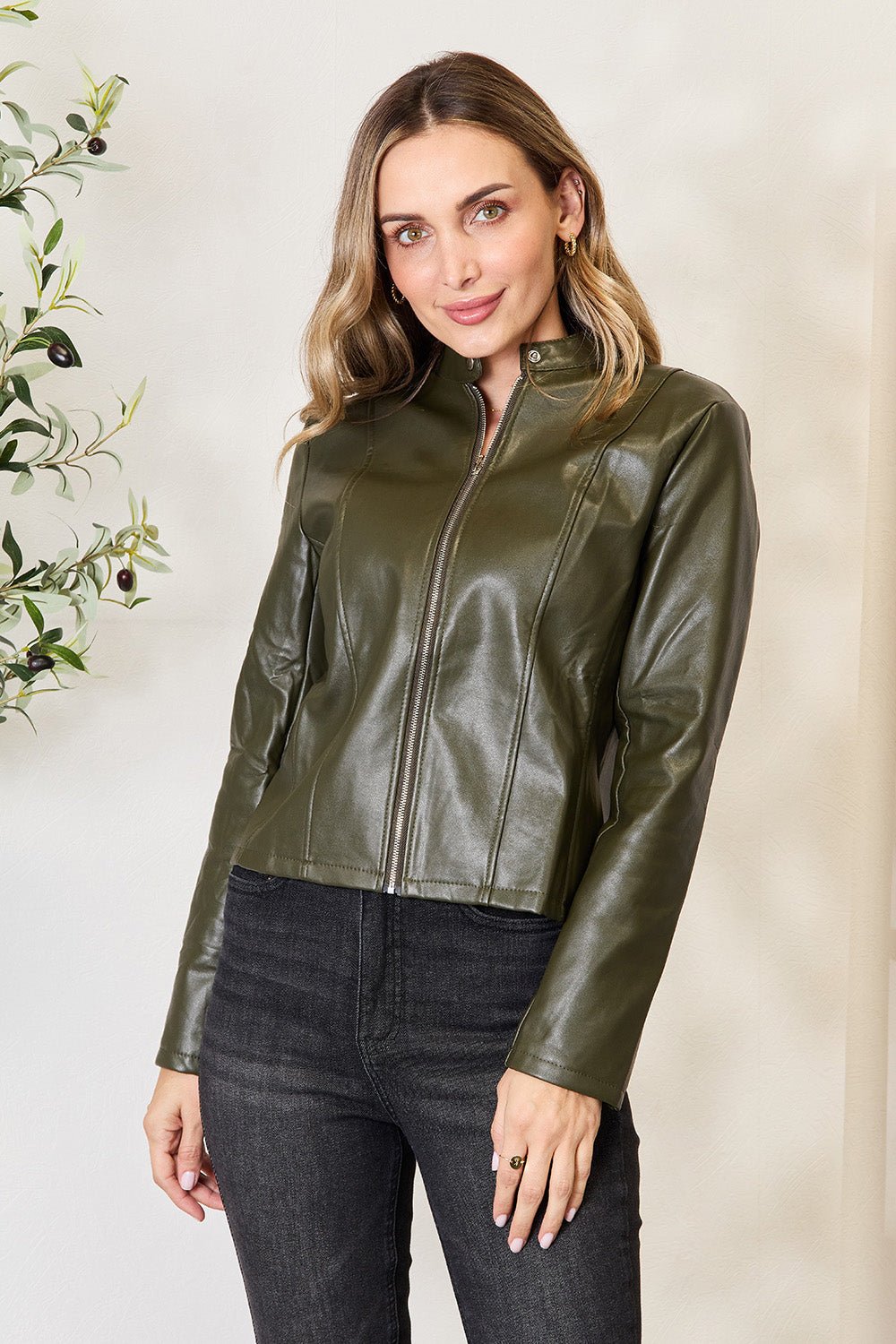 Mock Neck Zip Up Jacket - Flip Flop Dynasty