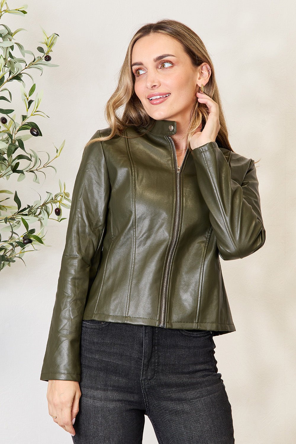 Mock Neck Zip Up Jacket - Flip Flop Dynasty
