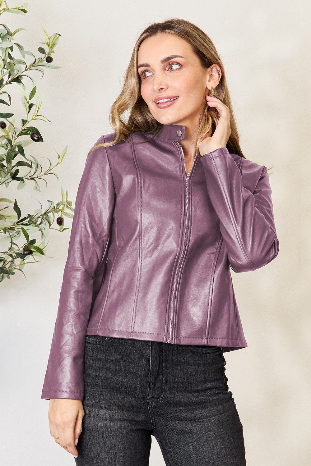 Mock Neck Zip Up Jacket - Flip Flop Dynasty