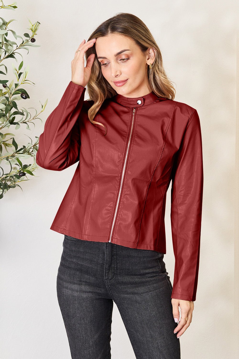 Mock Neck Zip Up Jacket - Flip Flop Dynasty