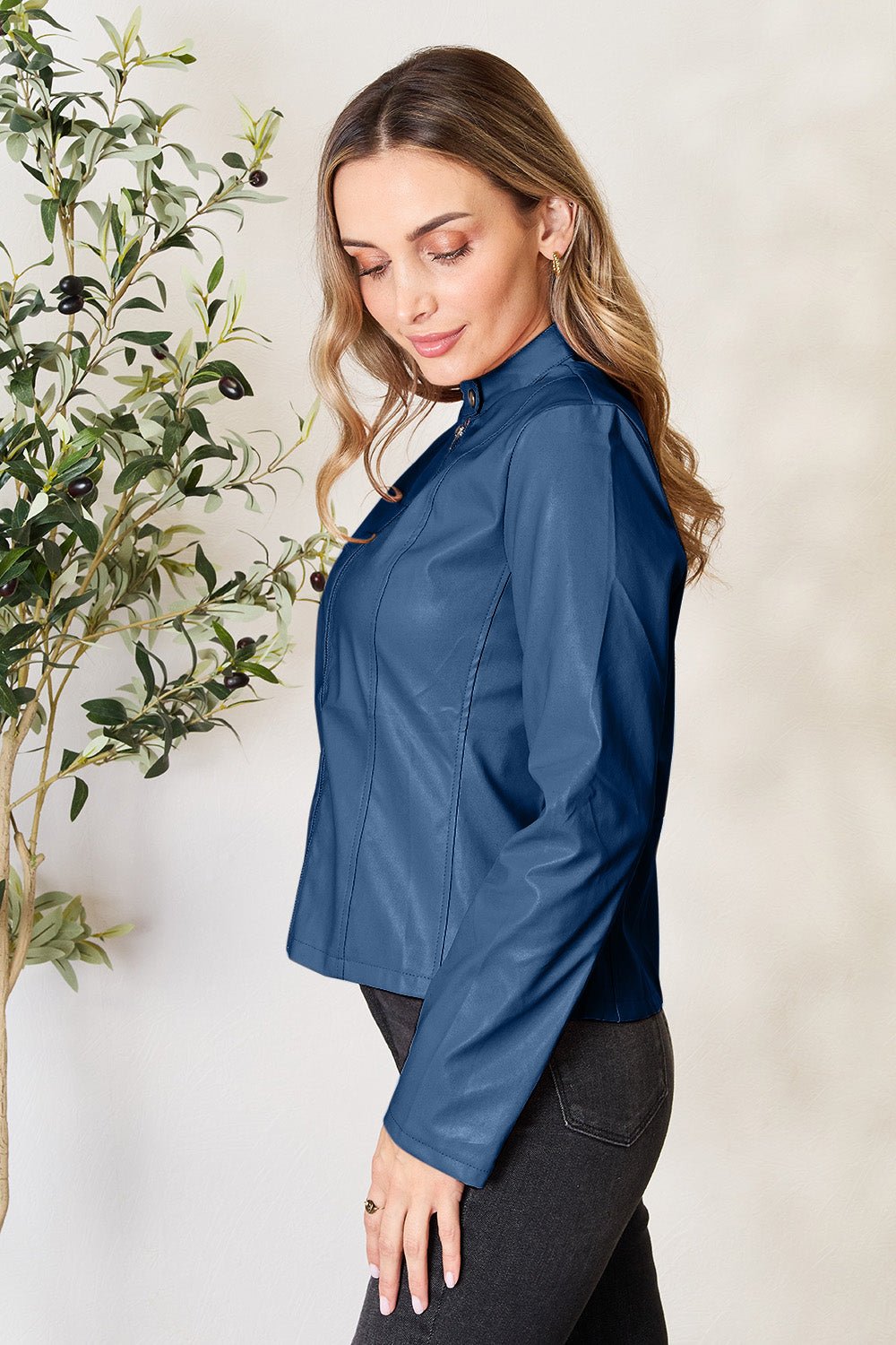 Mock Neck Zip Up Jacket - Flip Flop Dynasty