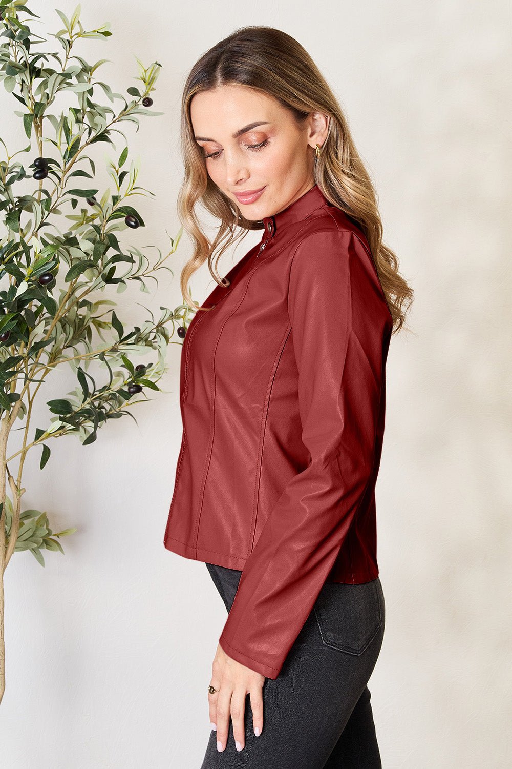 Mock Neck Zip Up Jacket - Flip Flop Dynasty