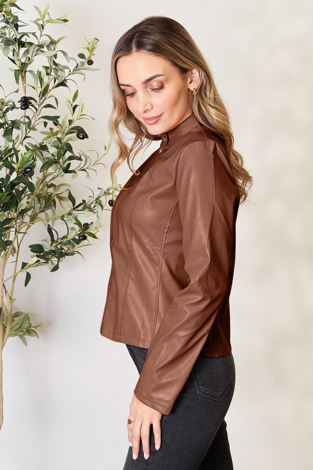 Mock Neck Zip Up Jacket - Flip Flop Dynasty