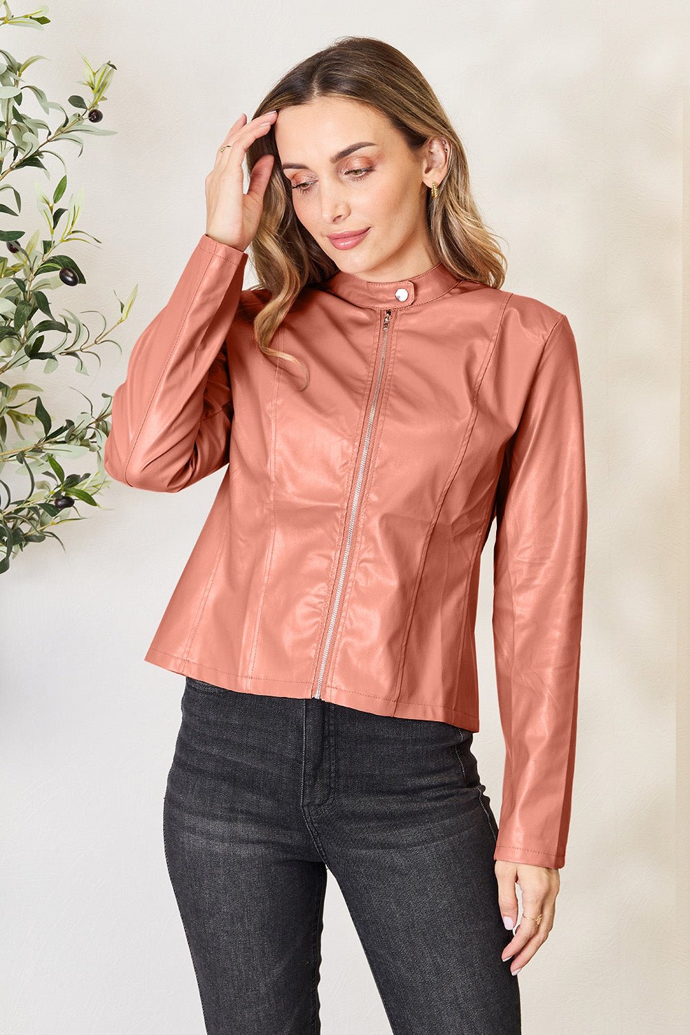 Mock Neck Zip Up Jacket - Flip Flop Dynasty