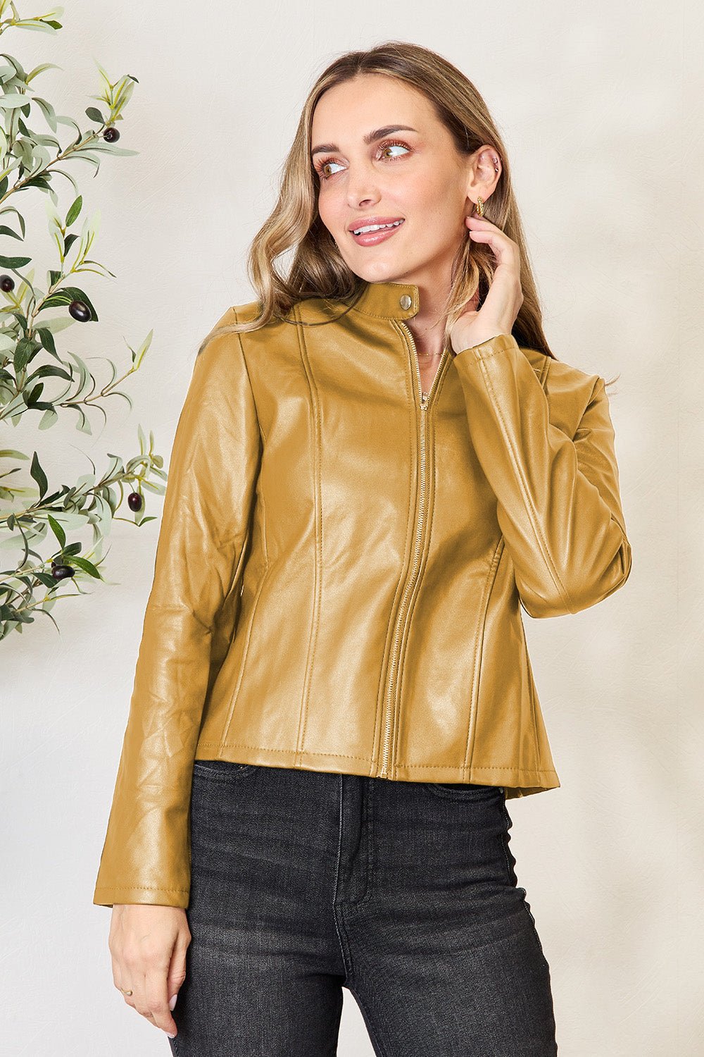 Mock Neck Zip Up Jacket - Flip Flop Dynasty