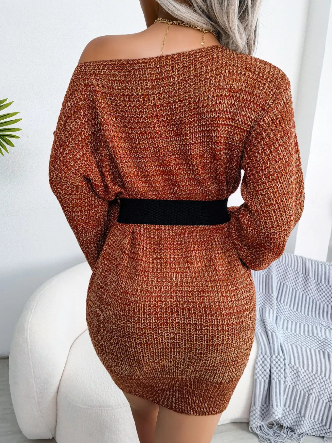 Multi - Color One - Shoulder Sweater Dress - Flip Flop Dynasty