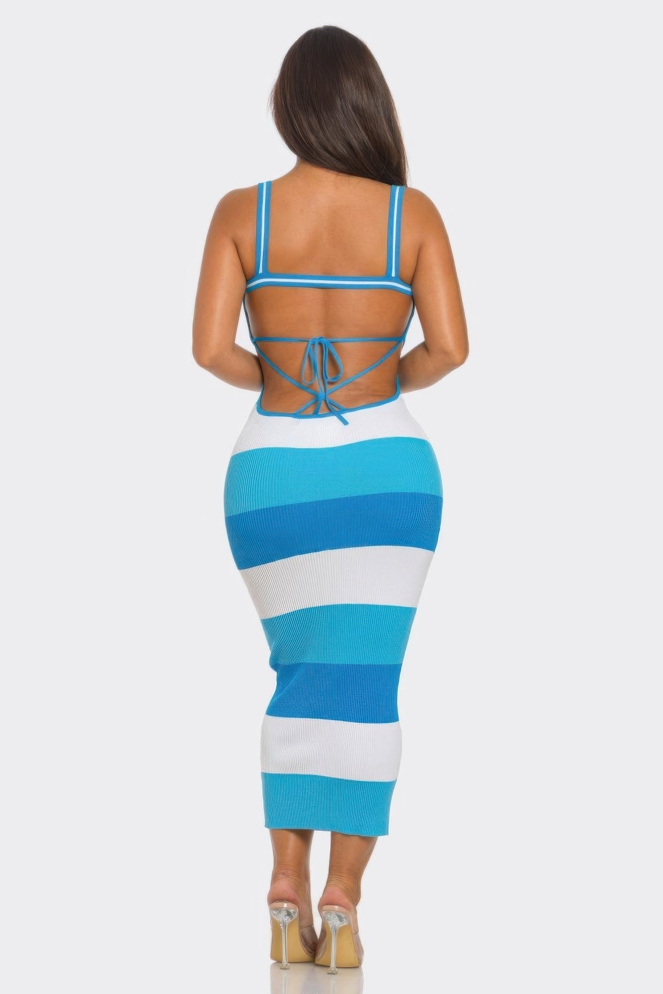 Multi Stripe Stretchy Knit Midi Dress - Flip Flop Dynasty