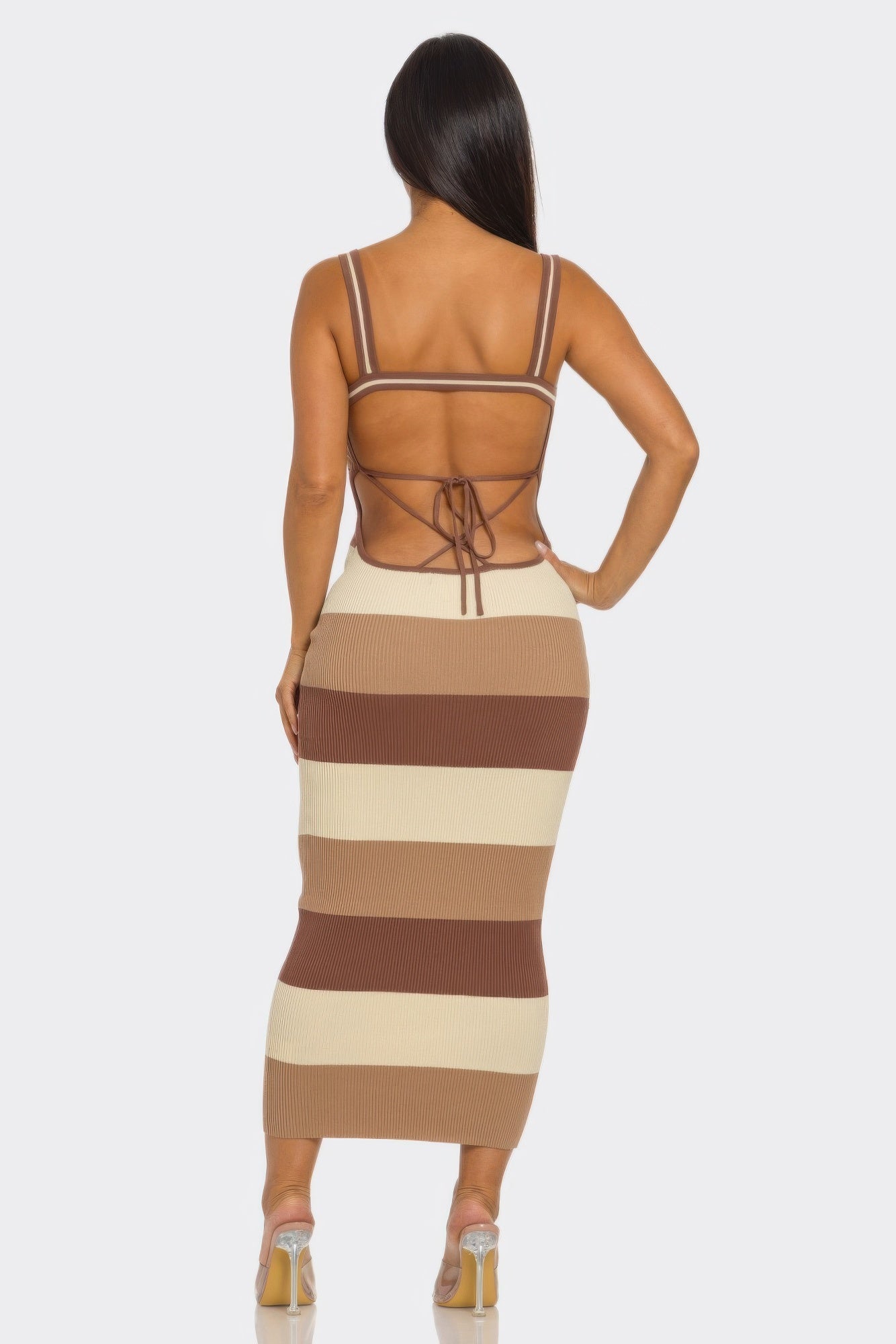 Multi Stripe Stretchy Knit Midi Dress - Flip Flop Dynasty