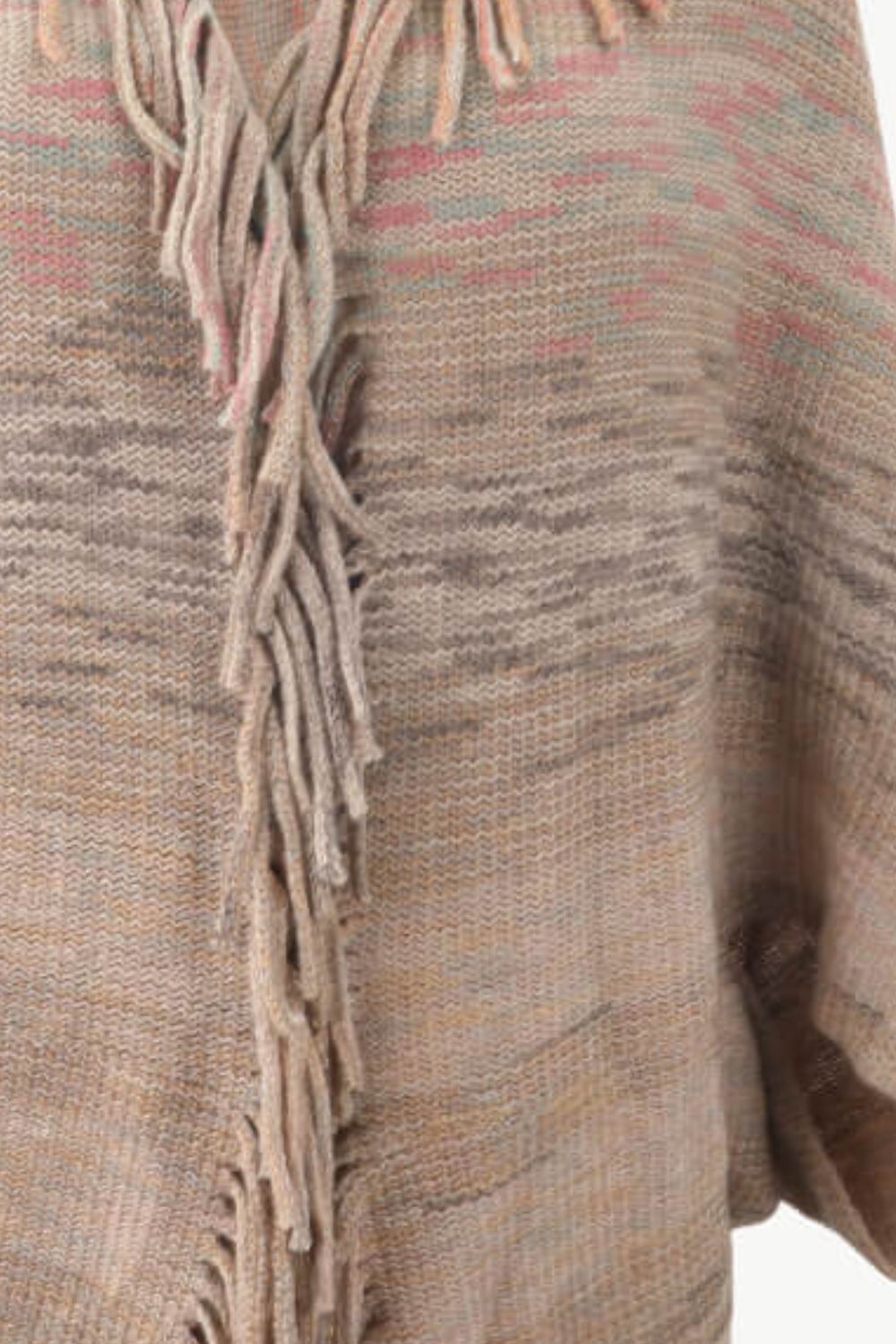 Multicolored Fringe Trim Poncho - Flip Flop Dynasty